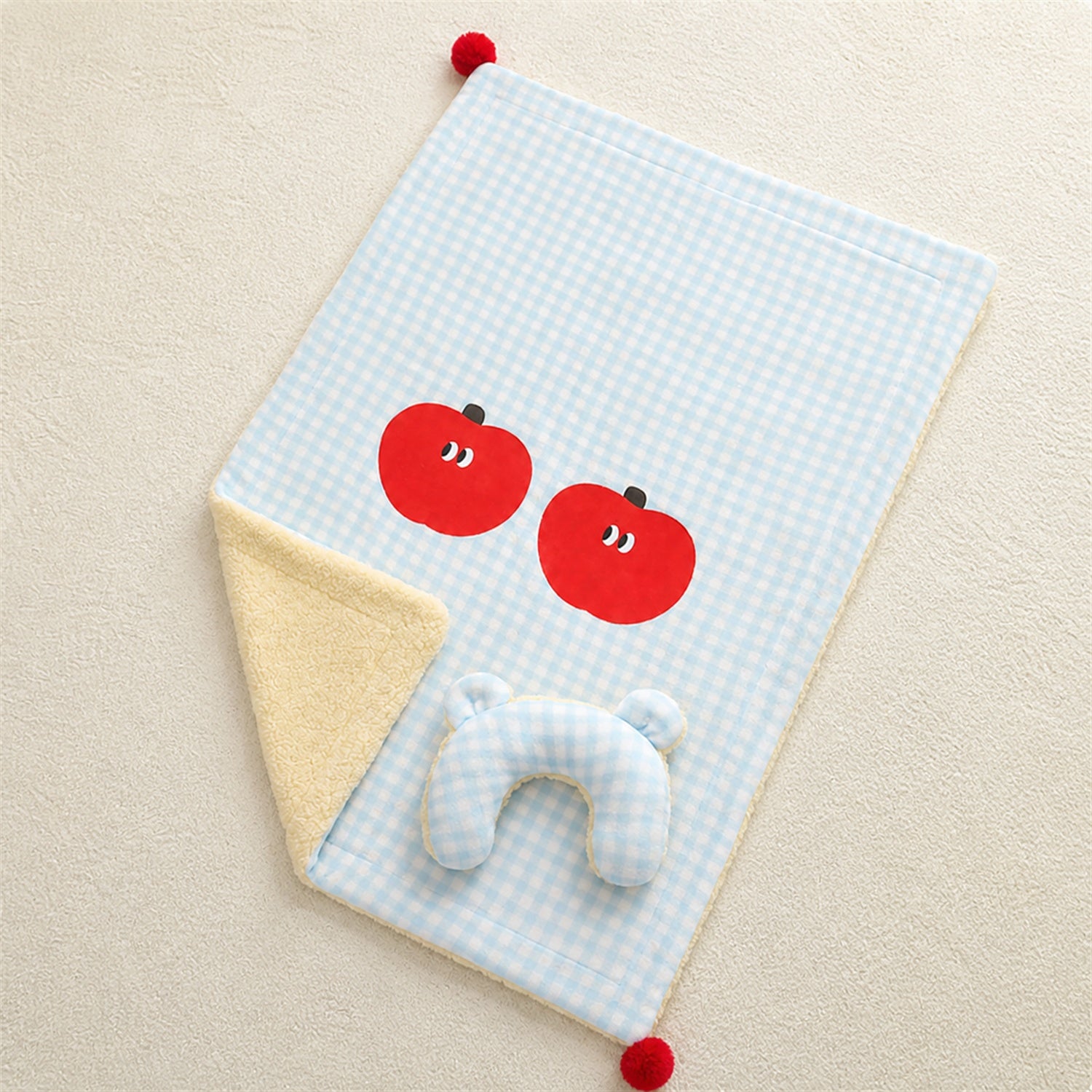 All-Season Reversible Pet Mat with Pillow | Cotton Velvet | Machine Washable