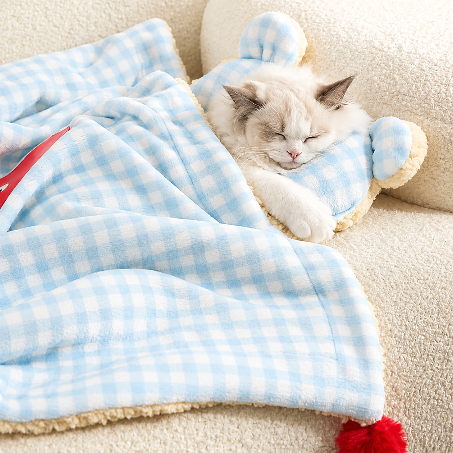 All-Season Reversible Pet Mat with Pillow | Cotton Velvet | Machine Washable