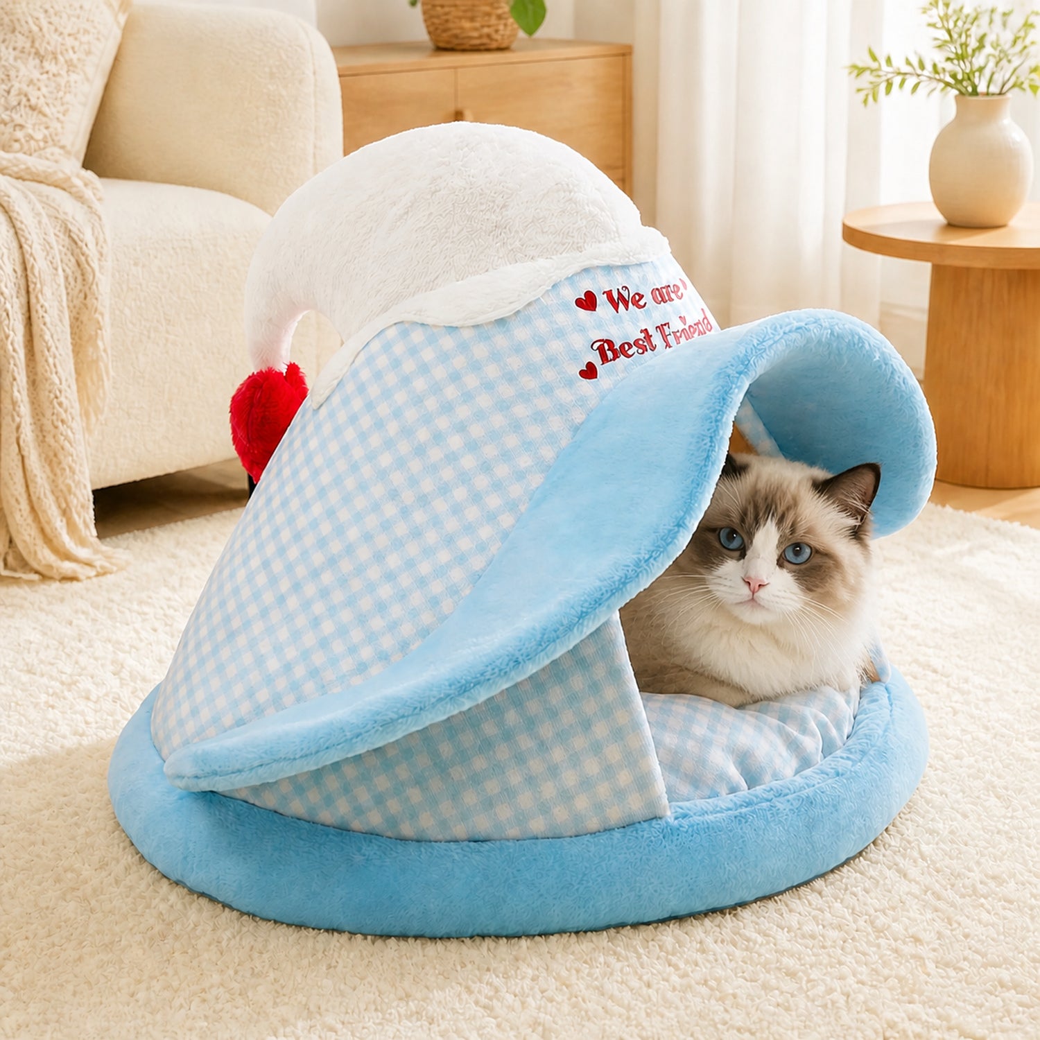 Witch Hat Pet House | Warm Enclosed Bed | Non-Slip Hideaway for Cats & Small Dogs