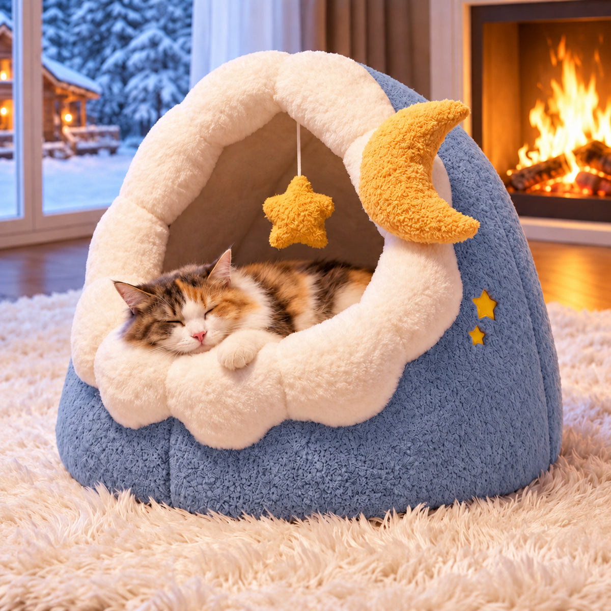 Moonlight Pet Bed for Cats & Small Dogs | Soft Plush | Warm & Washable