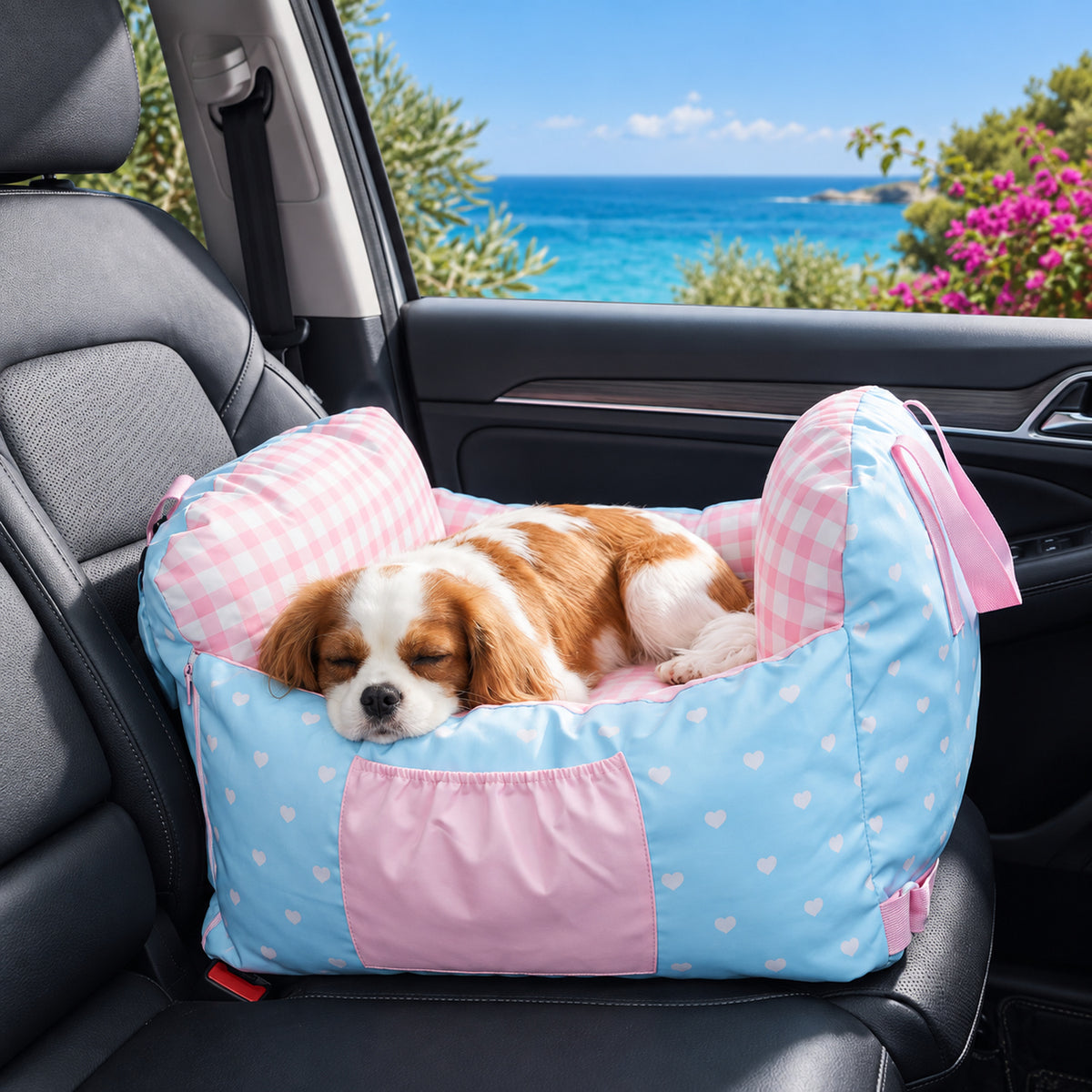 Picnic Day Pet Car Seat & Carrier with Reversible Cooling Cushion