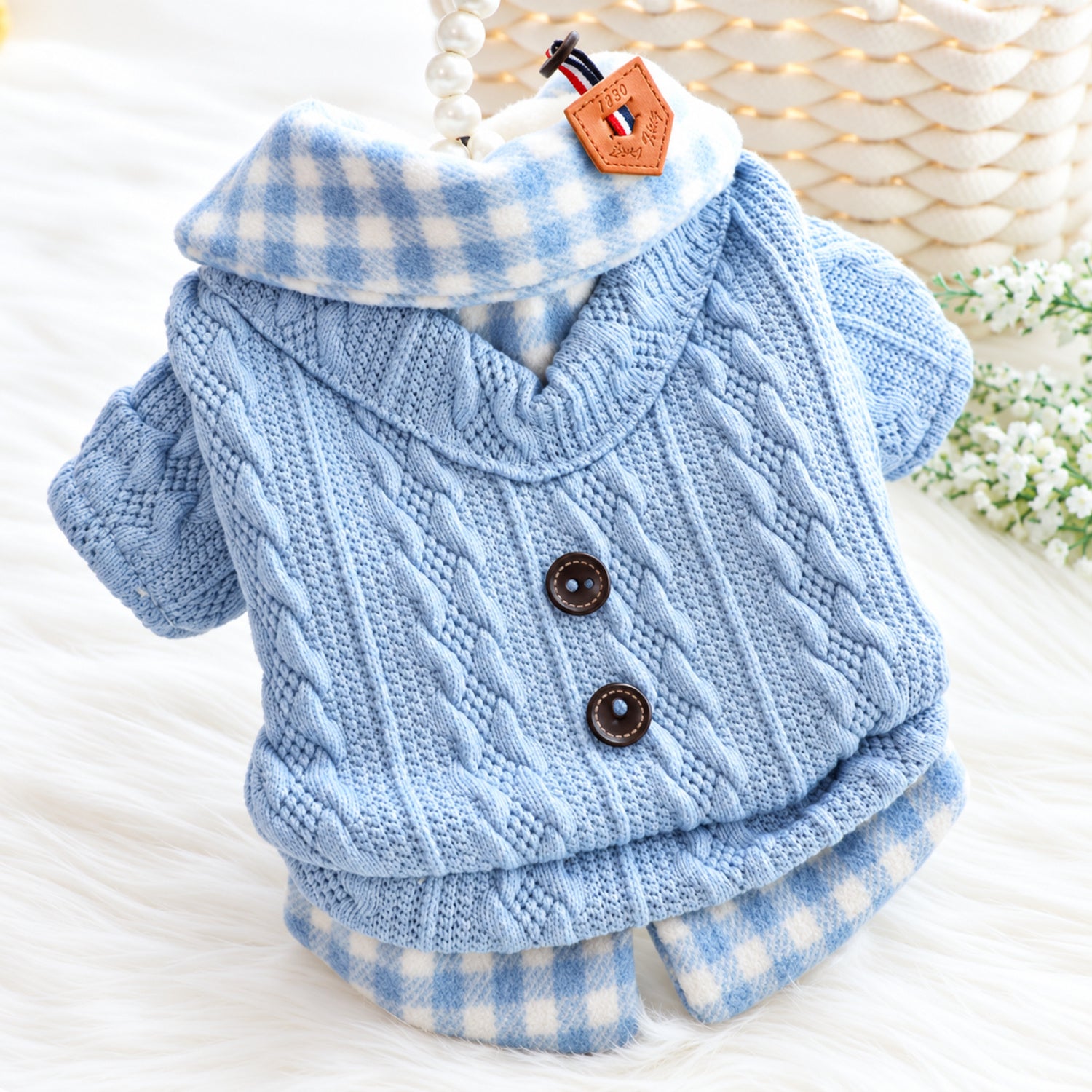 Cosy Check Jumper for Dogs & Cats | Soft Lining | Autumn & Winter