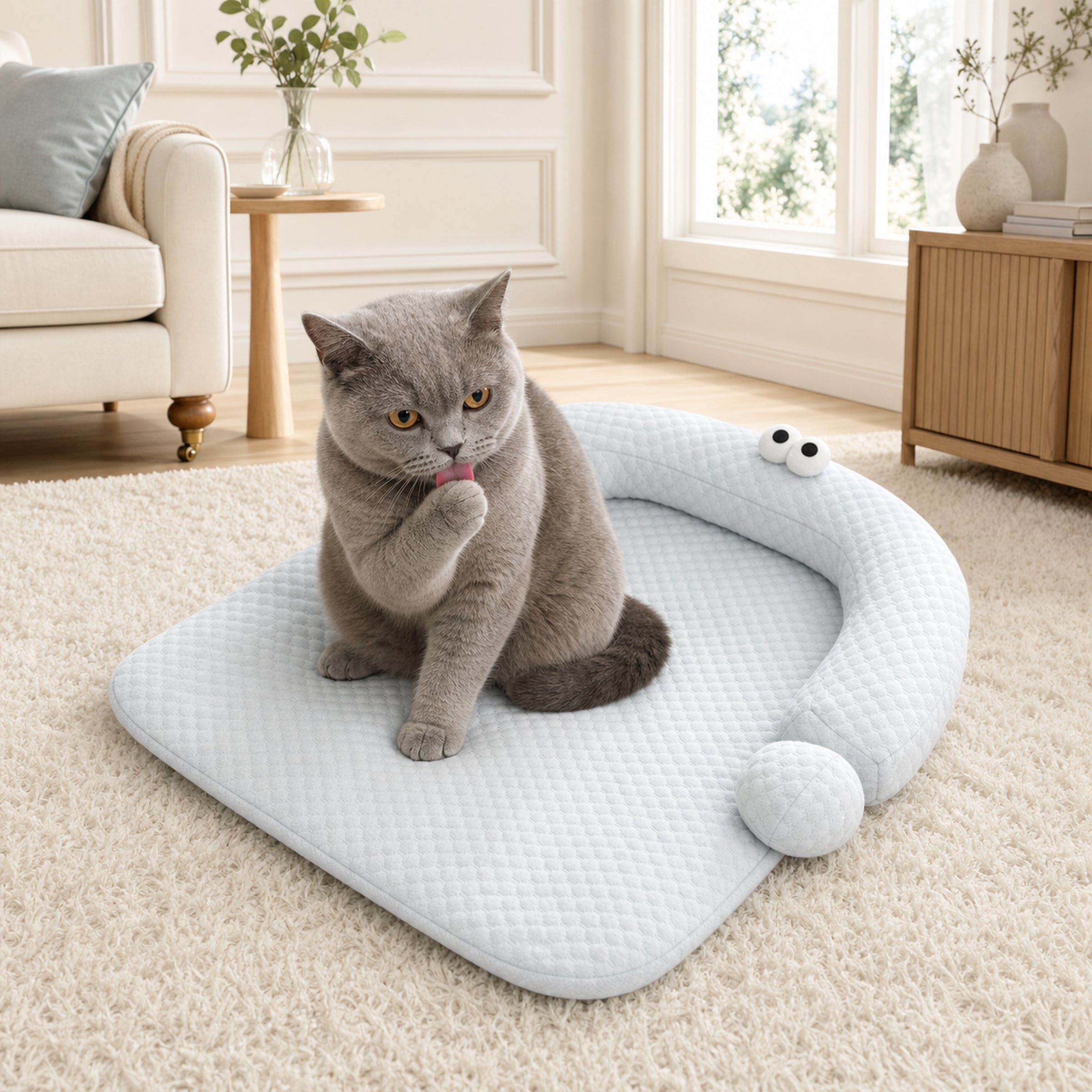 Question Mark Cooling Pet Mat | Breathable Washable Summer Bed