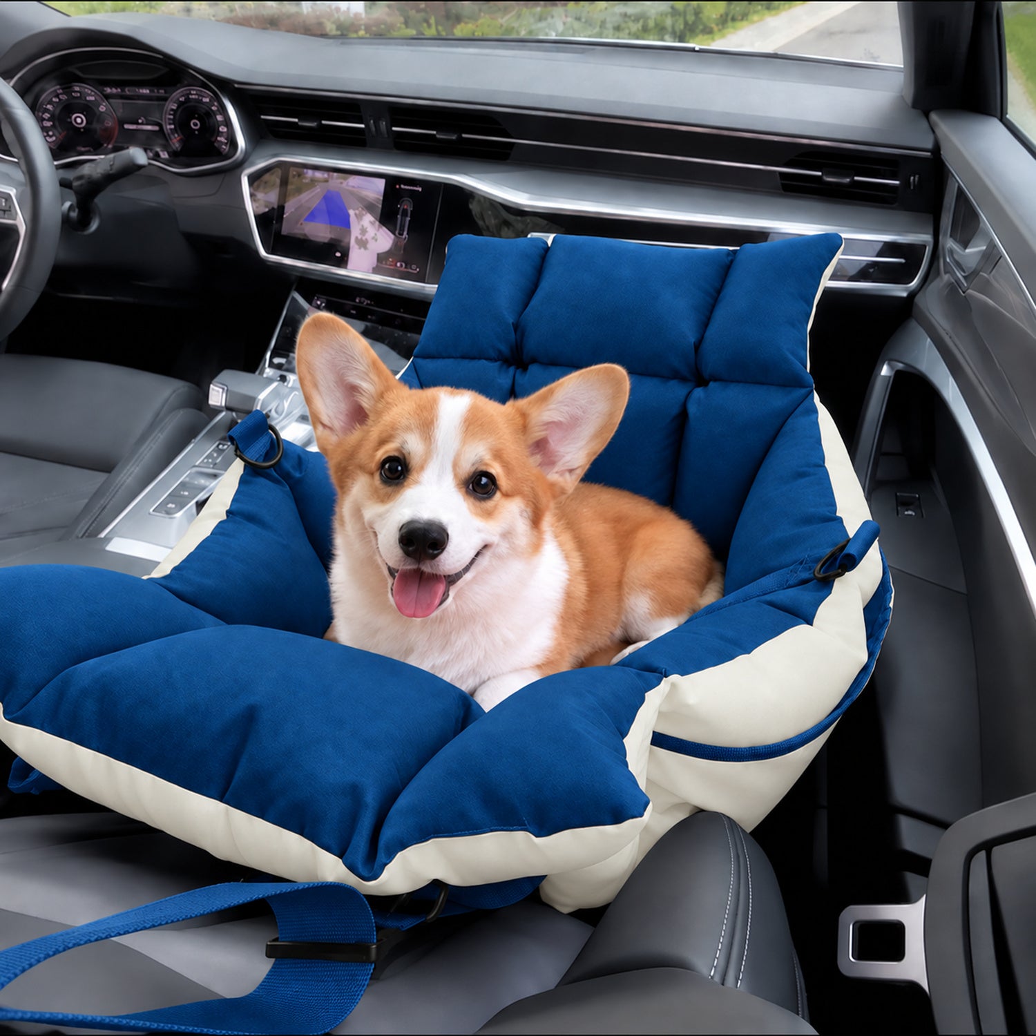 Pet Car Seat & Carry Bag | Travel Bed for Small Dogs & Cats | Adjustable Straps