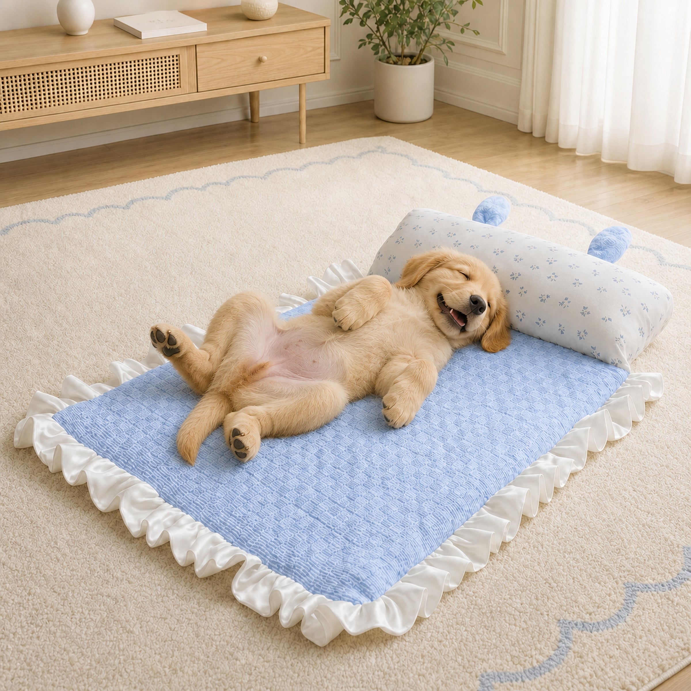 Bunny Ear Pet Cooling Mat | Breathable Cotton Blend | Washable