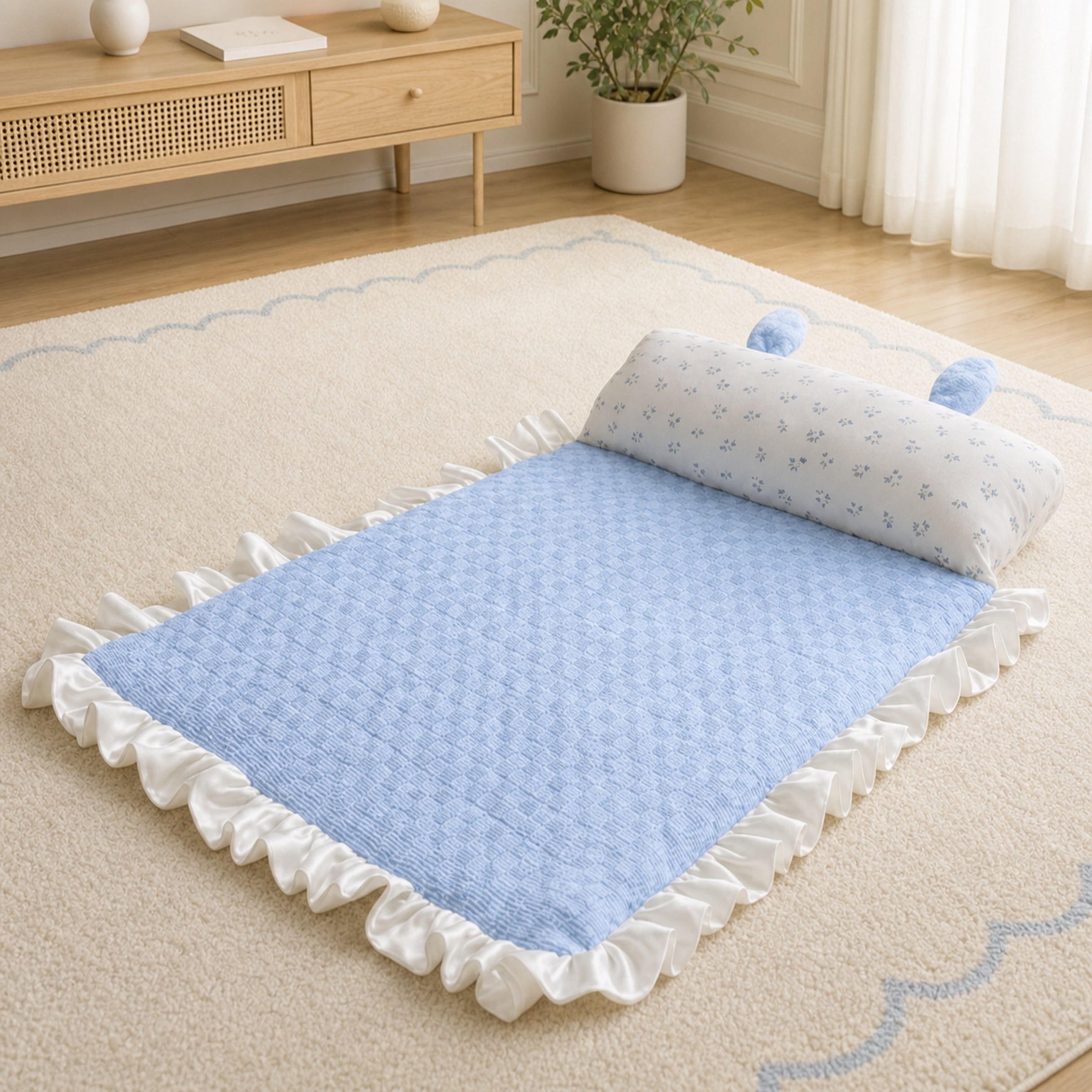 Bunny Ear Pet Cooling Mat | Breathable Cotton Blend | Washable