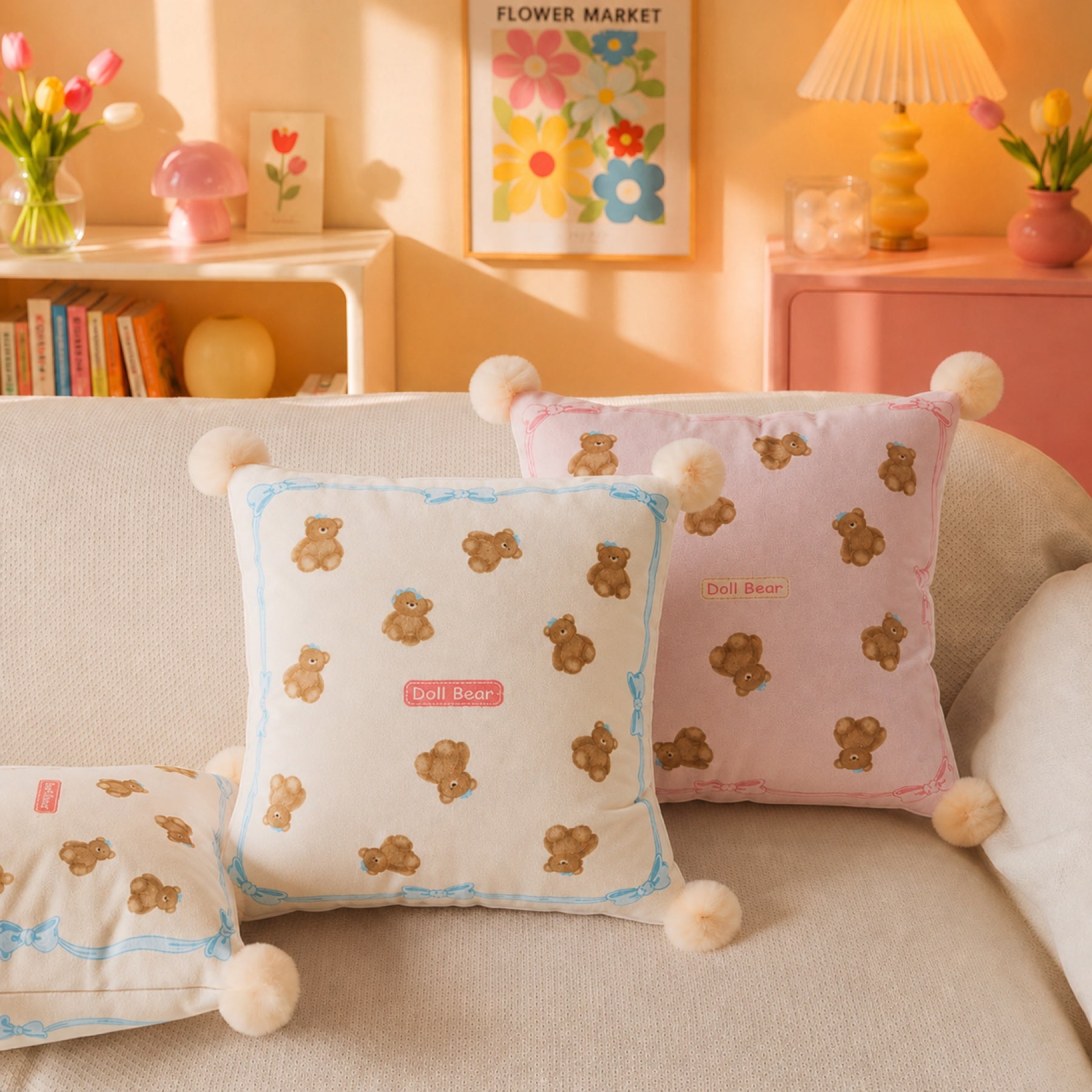 Teddy Bow | Linen-Look Sofa Throw | Breathable Anti-Scratch Pet Cover