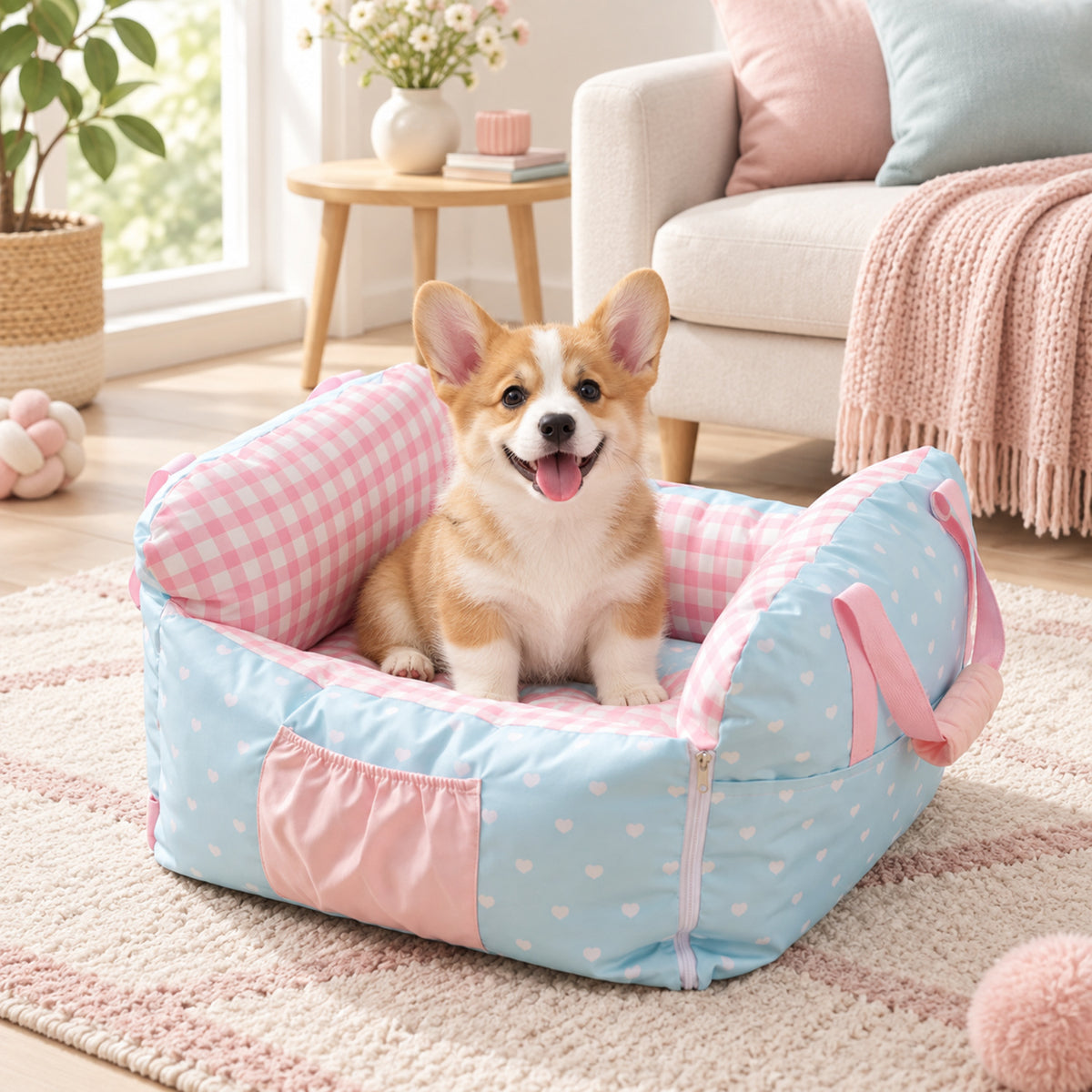 Picnic Day Pet Car Seat & Carrier with Reversible Cooling Cushion