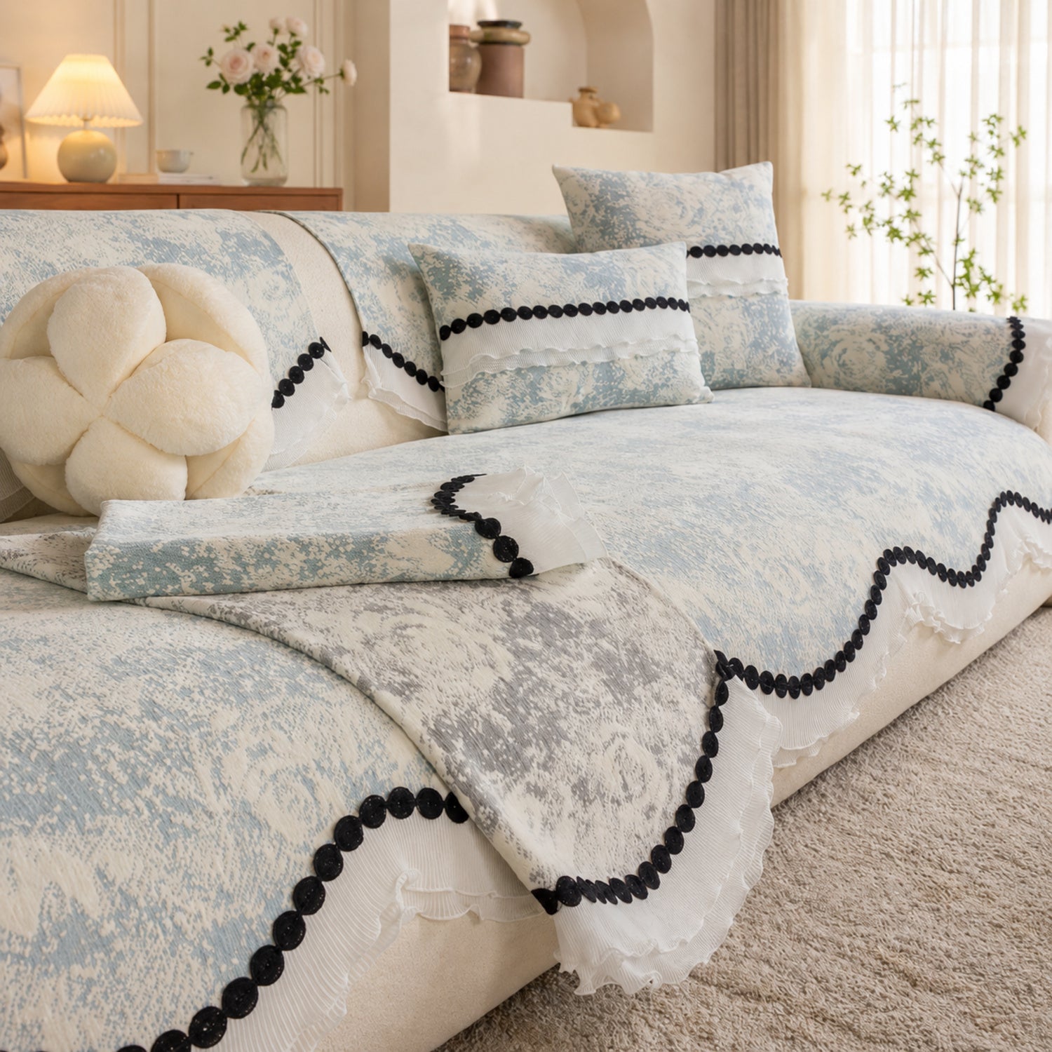 Vintage Bobble Sofa Cover | Non-Slip Machine-Washable | All Season