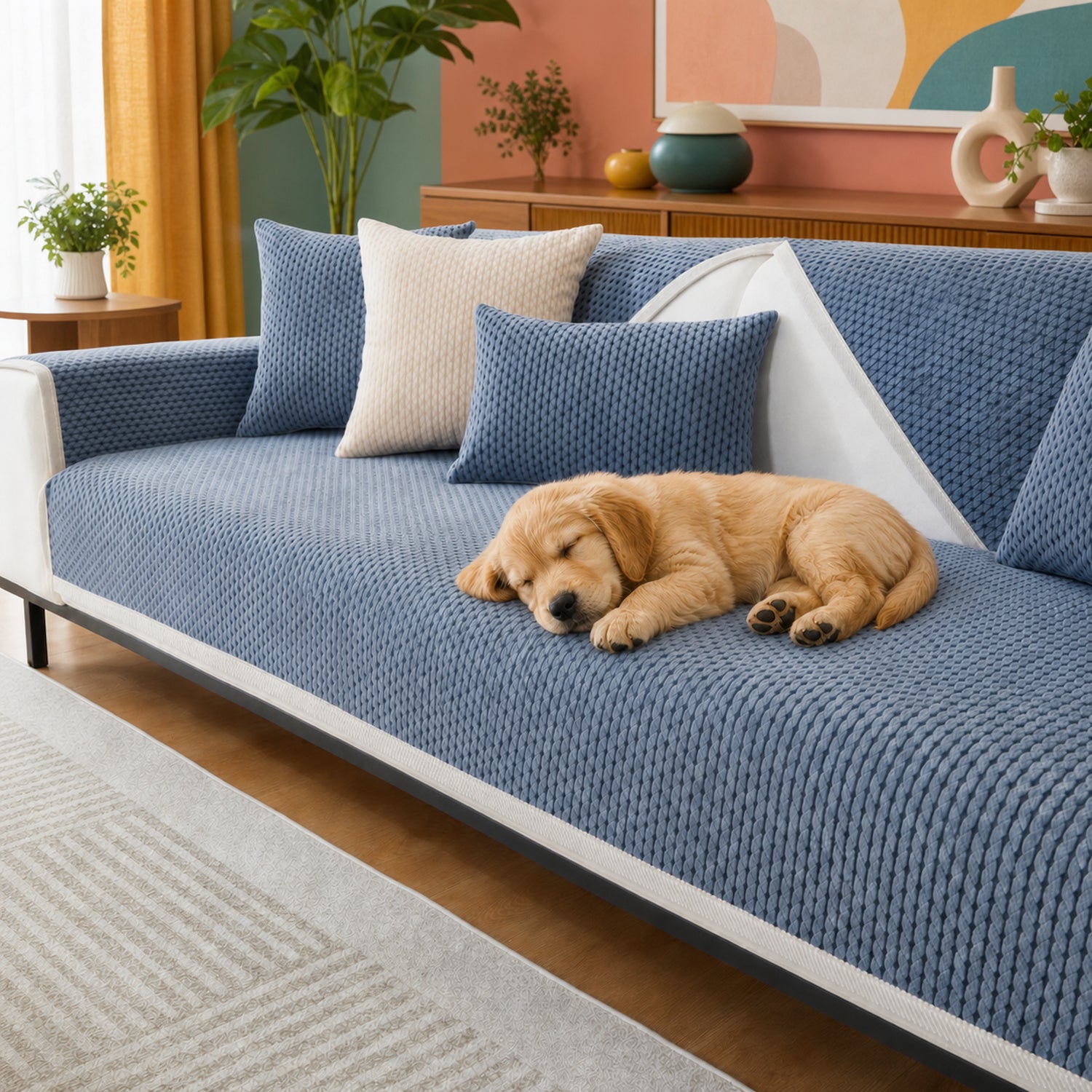 Wheat Ear Chenille Sofa Cover | Anti-Scratch Non-Slip Protector | Woofing Deals