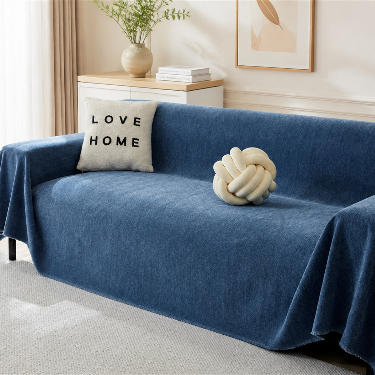 Herringbone Chenille Sofa Throw | Machine-Washable All-Season Sofa Protector