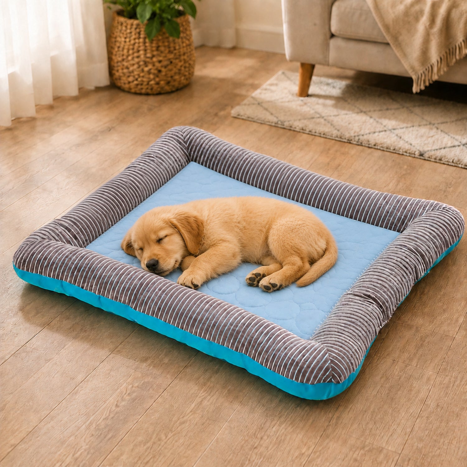 Cooling Dog Mat | Breathable Fabric Bed | Raised Sides | Summer Heat Relief | Woofing Deals