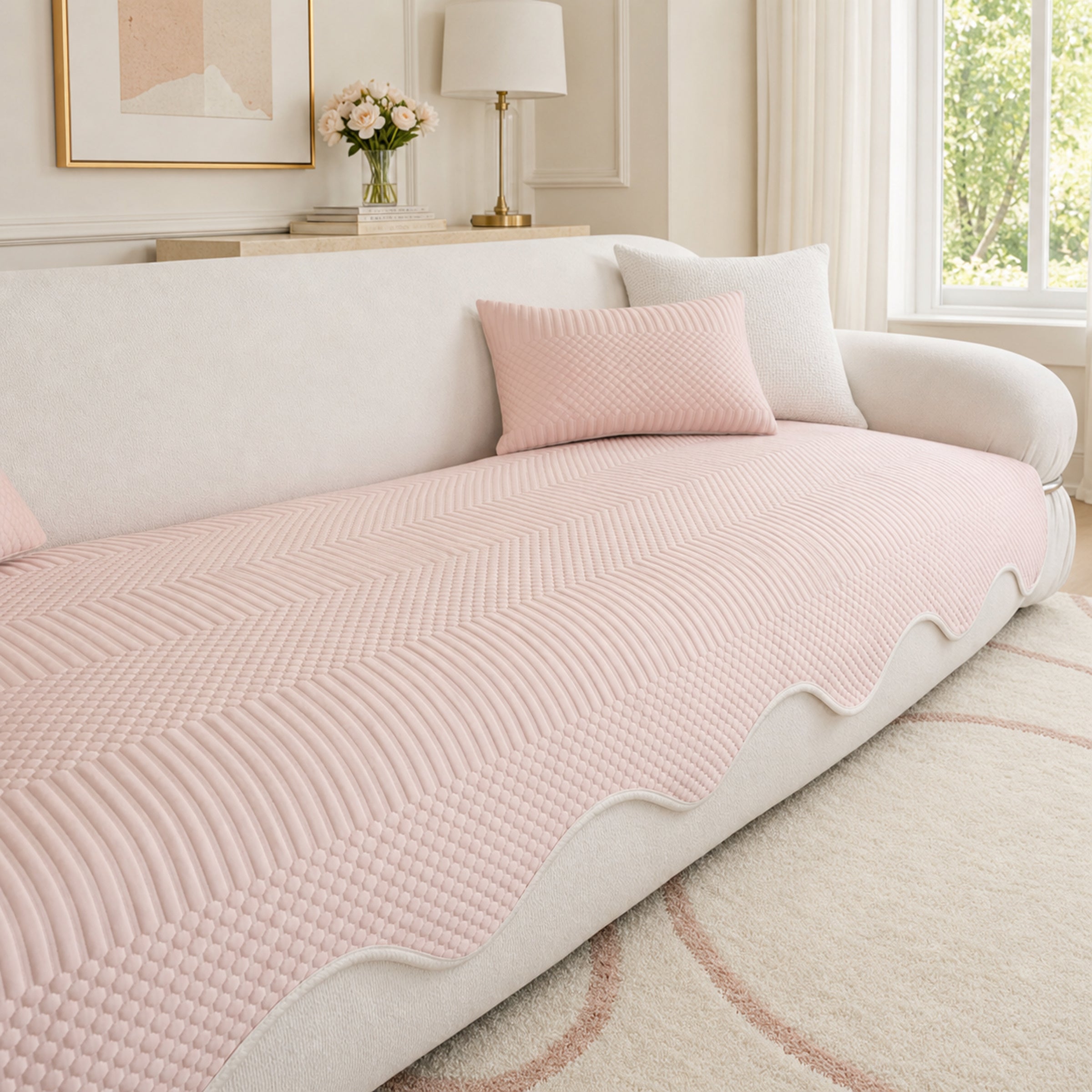 Wavy Cooling Sofa Cover | Breathable Fabric | Machine Washable | Anti-Slip Protector