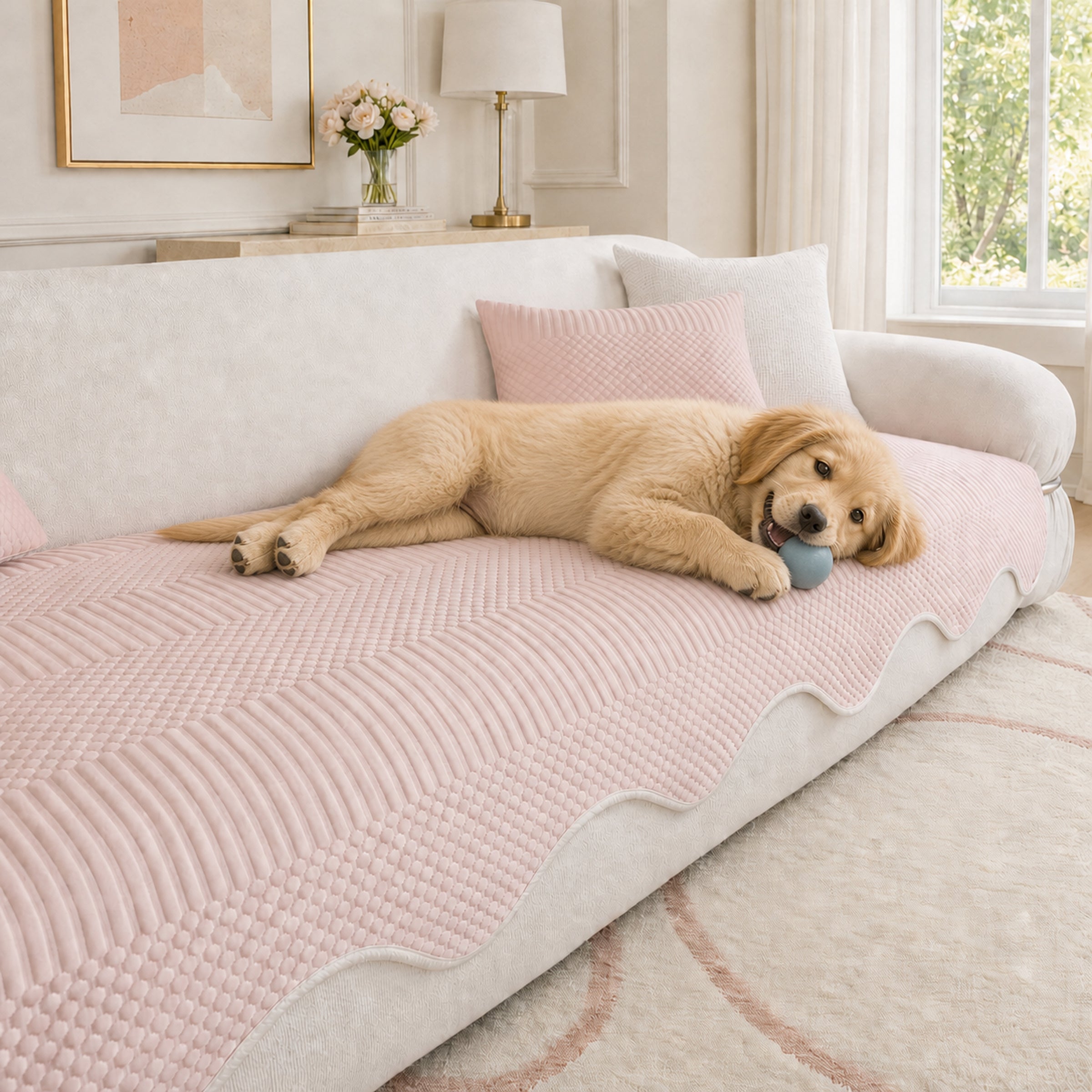 Wavy Cooling Sofa Cover | Breathable Fabric | Machine Washable | Anti-Slip Protector