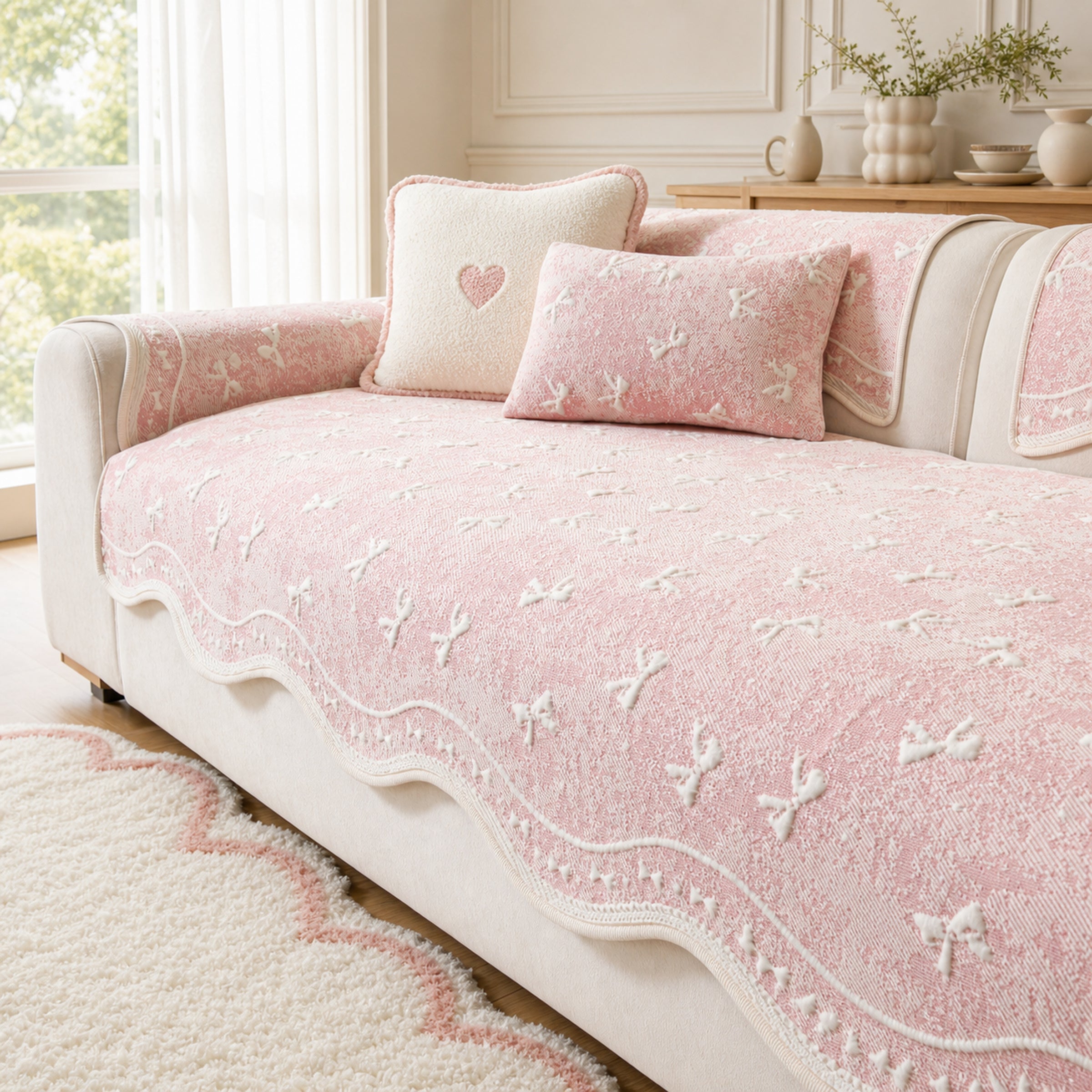 Cooling Lace Sofa Cover | Breathable Pet Protector | Washable Summer Design