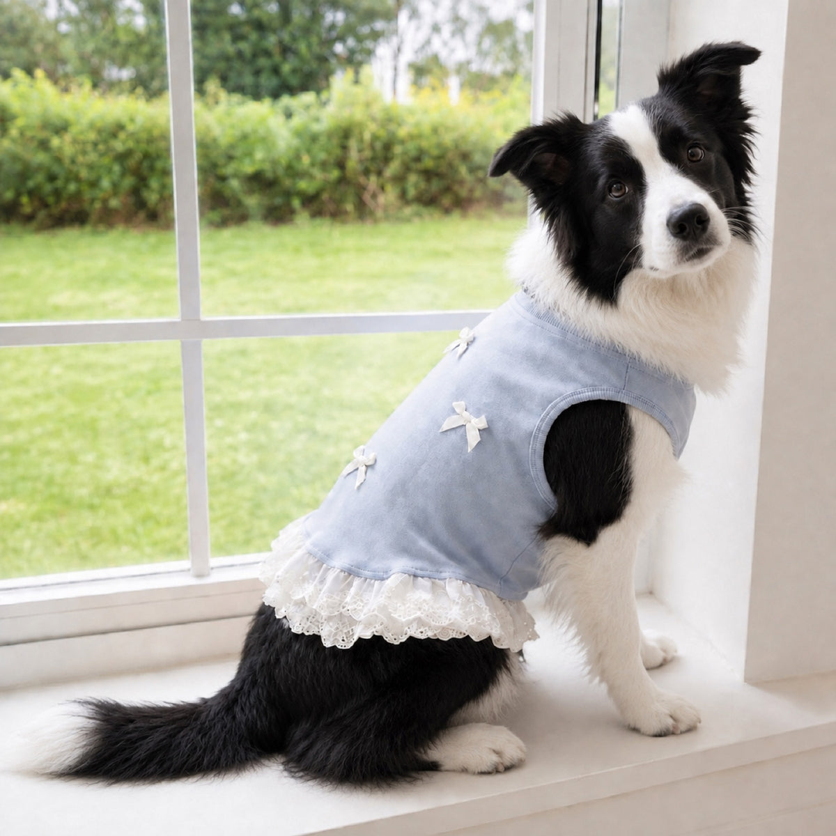 Darling Bow Dog Dress | Breathable All-Season Outfit with Ruffle Trim