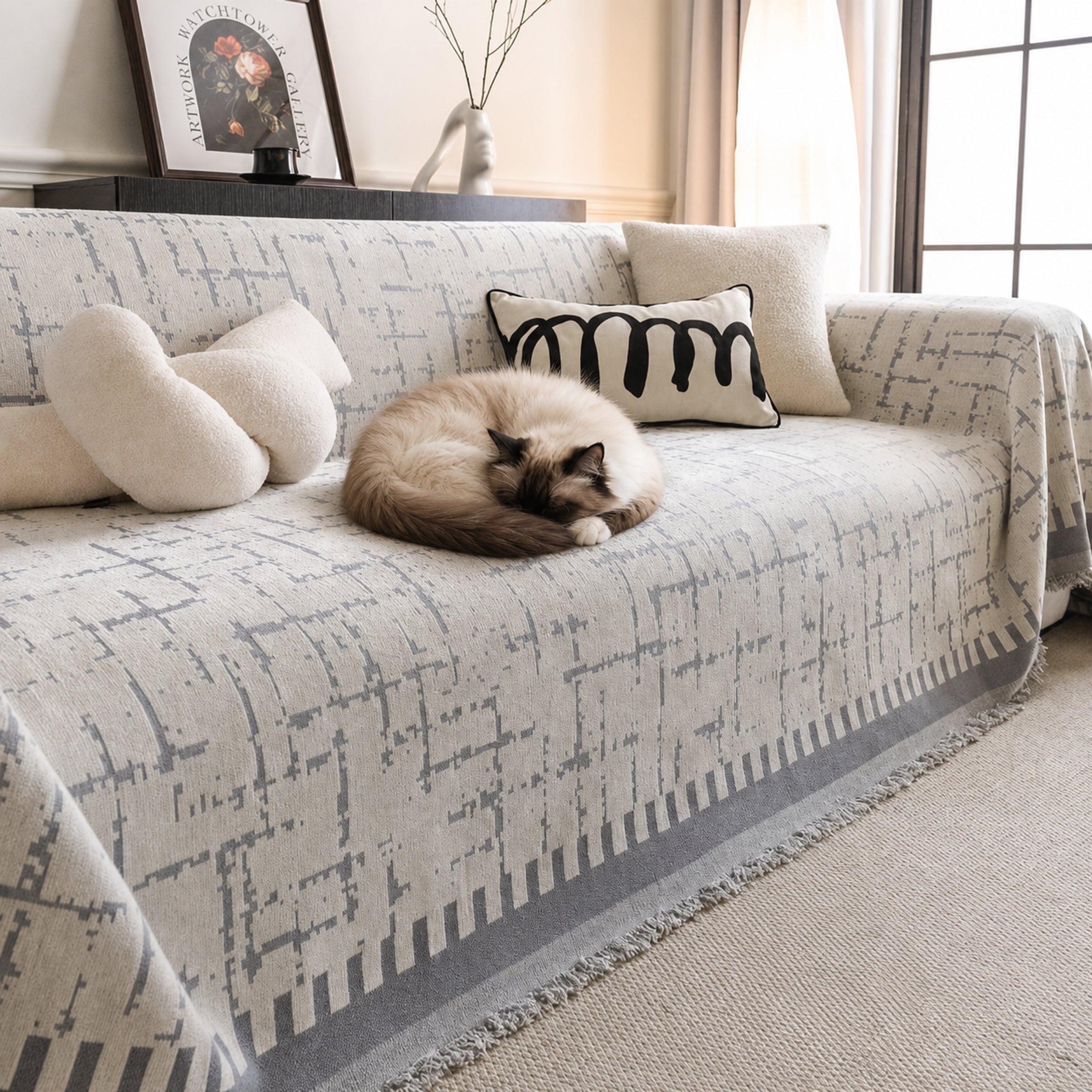 Breathable Chenille Sofa Throw | All-Season Scratch-Resistant | Sofa Cover