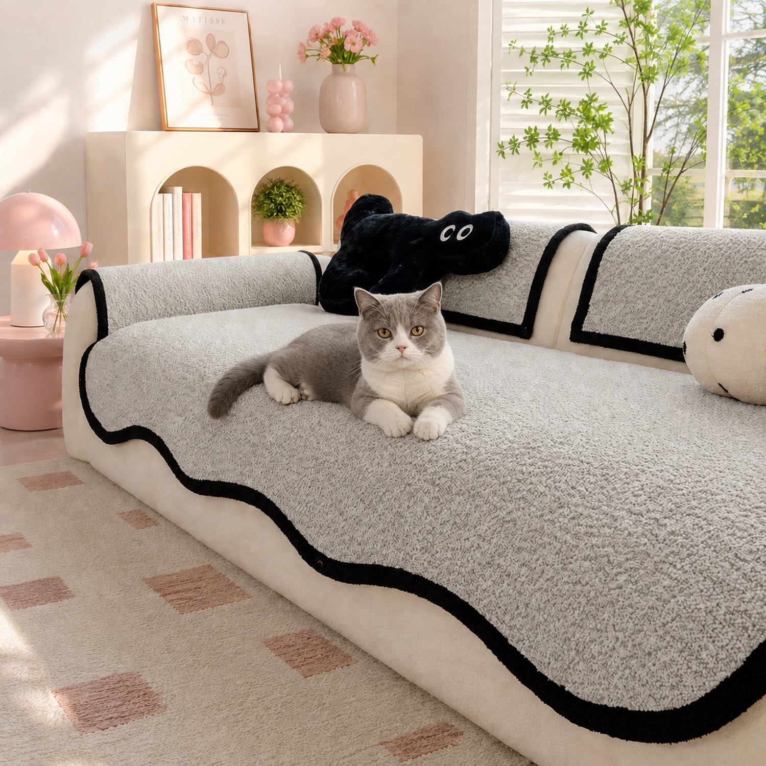 Cheeky Monster Chenille Sofa Protector | Water-Resistant Non-Slip Cover