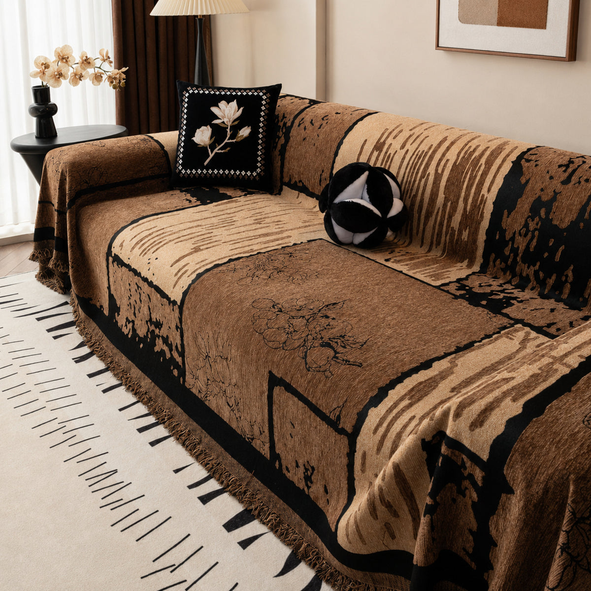 Vintage Chenille Sofa Throw | Scratch-Resistant Machine-Washable Sofa Protector