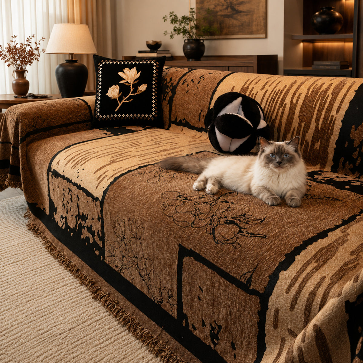 Vintage Chenille Sofa Throw | Scratch-Resistant Machine-Washable Sofa Protector