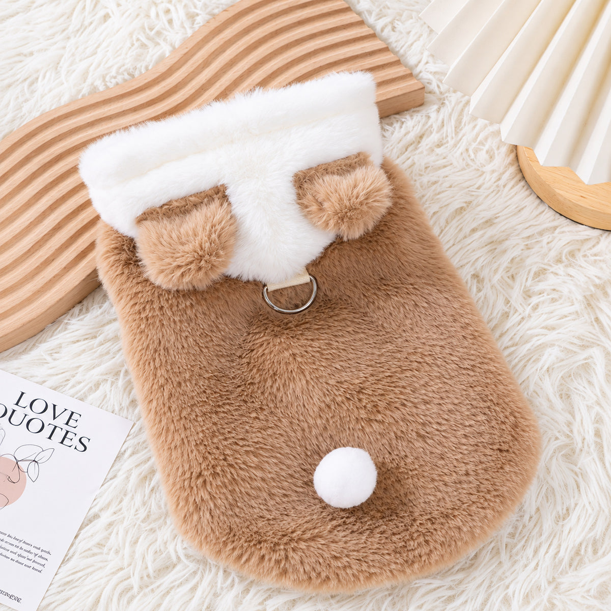 Dog Coat | Cotton Hooded Winter Jacket with Animal Ears & Pom-Pom Tail