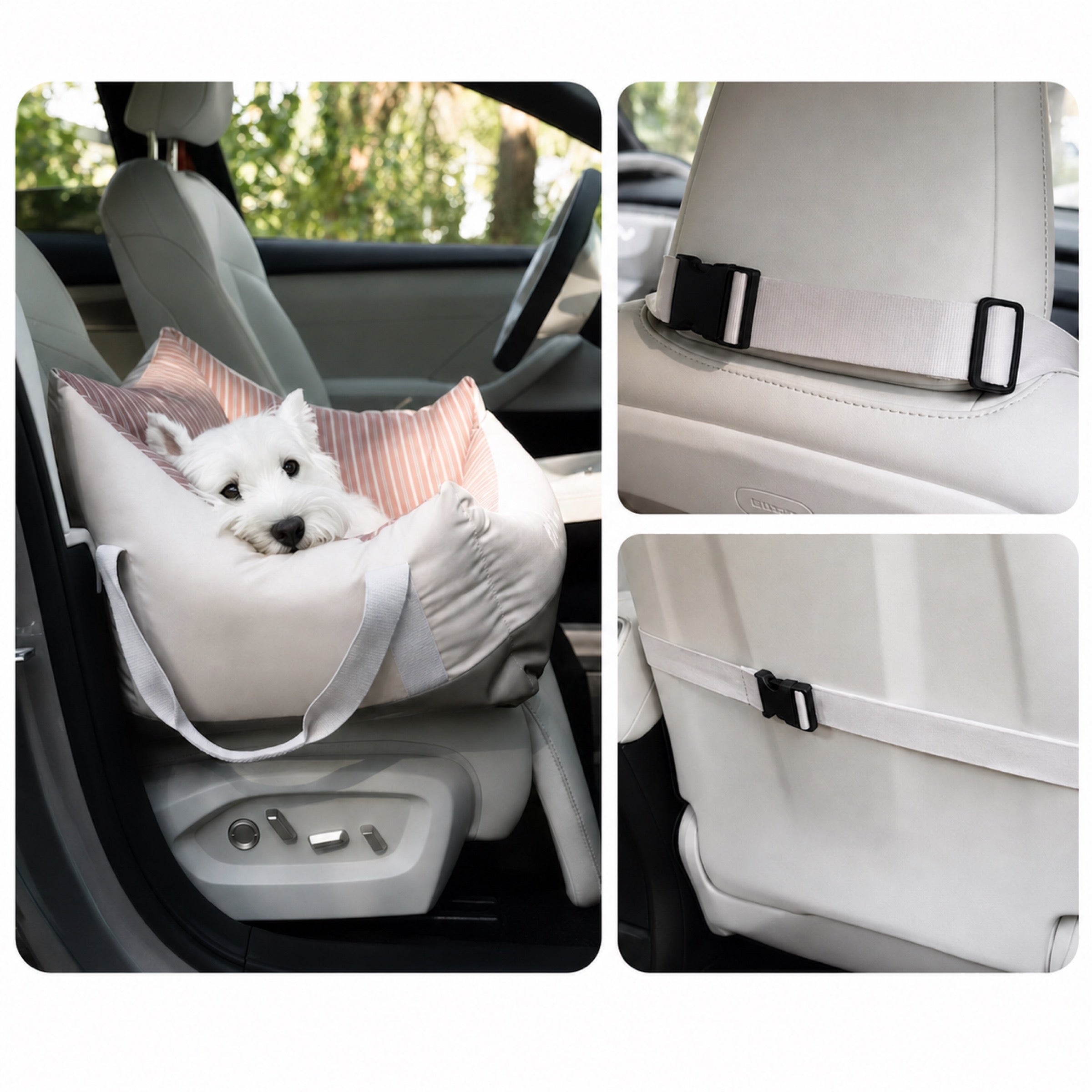 Dog Car Seat Bed | Water-Repellent Bolster Travel Seat | Non-Slip | Woofing Deals