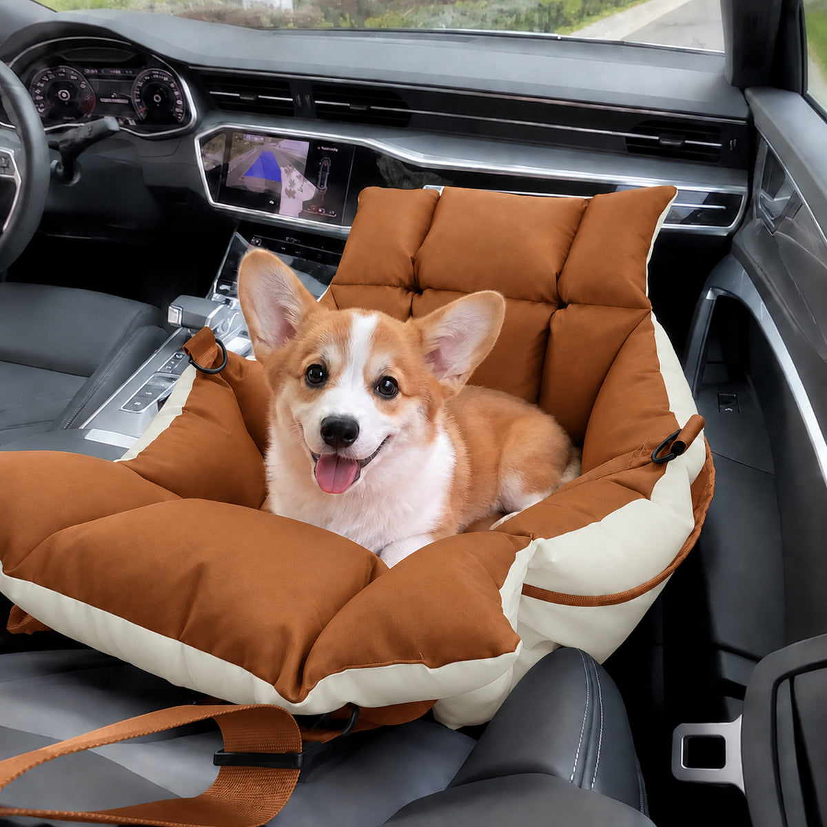 Pet Car Seat & Carry Bag | Travel Bed for Small Dogs & Cats | Adjustable Straps