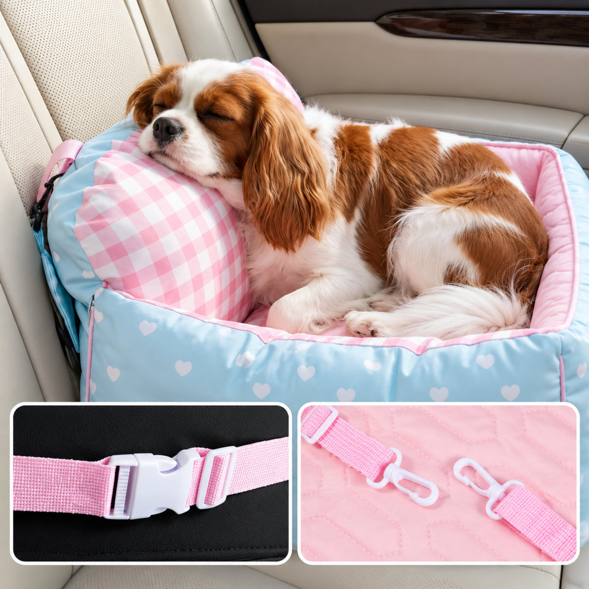 Picnic Day Pet Car Seat & Carrier with Reversible Cooling Cushion