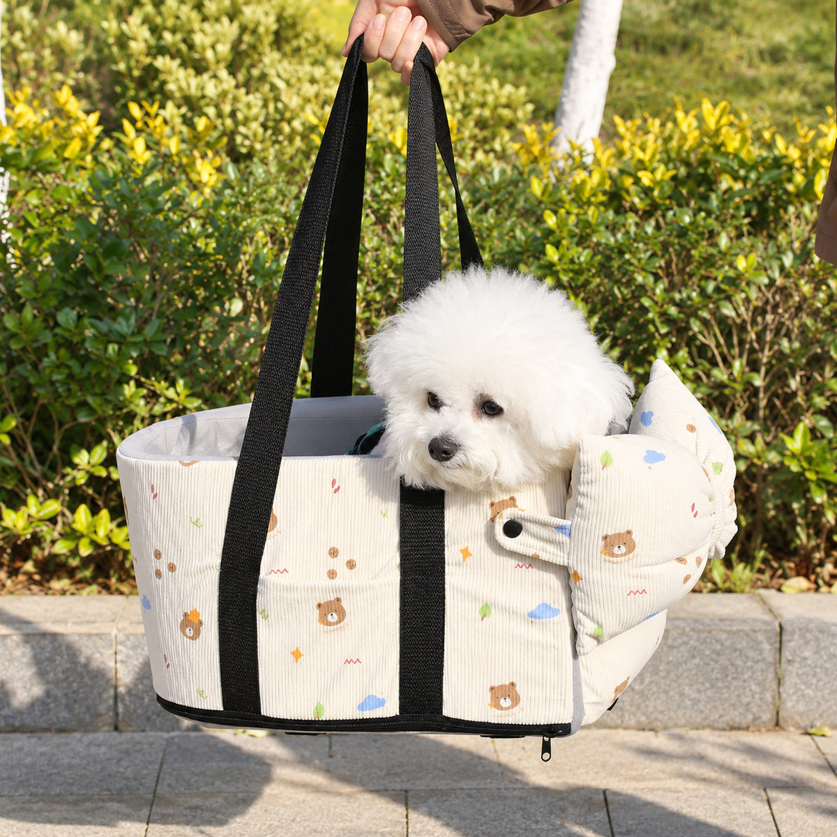 Dog Car Seat & Cat Carrier | Bear Buddy | Washable Corduroy Cover