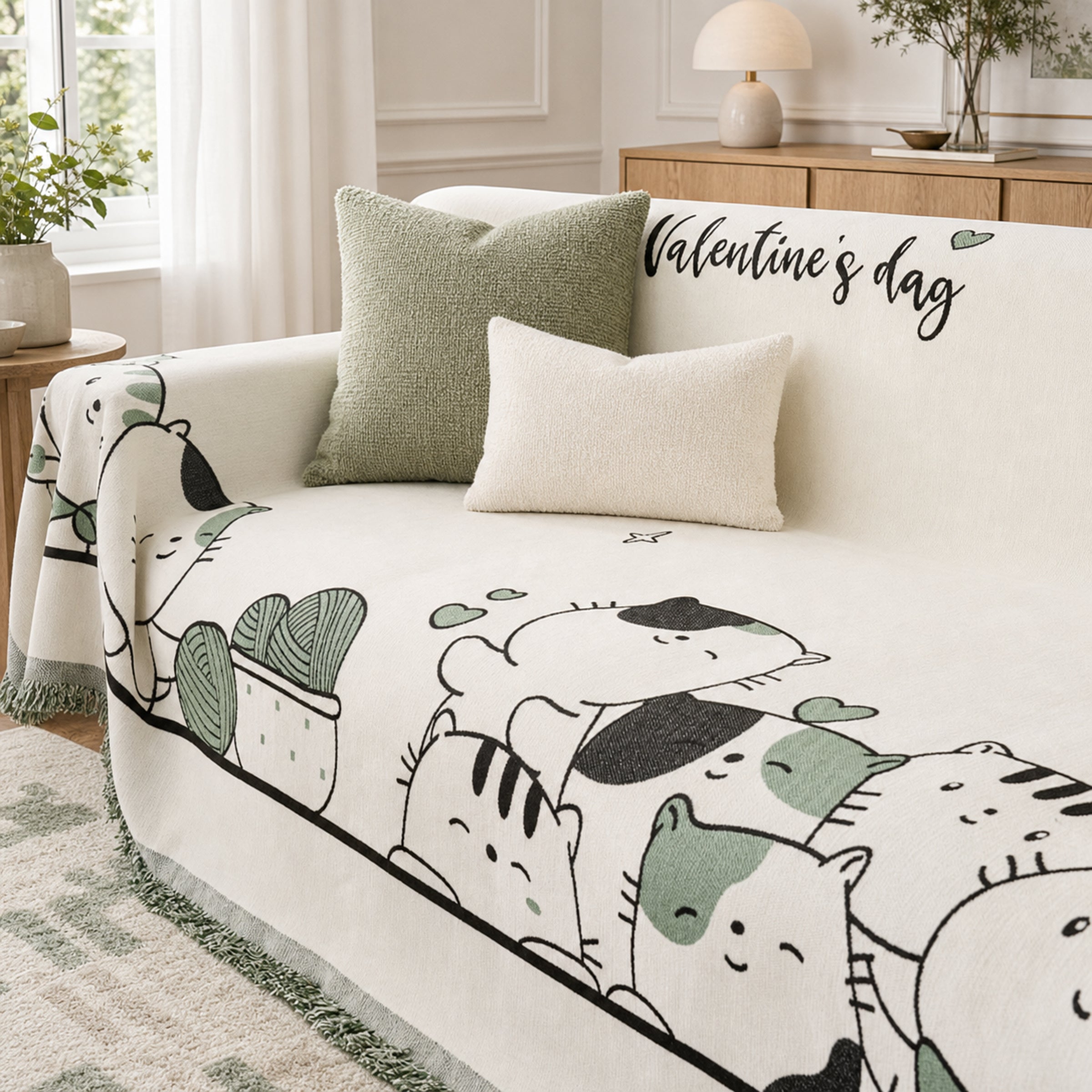 Cozy Cat Sofa Throw | Thick Chenille Anti-Scratch | Machine-Washable