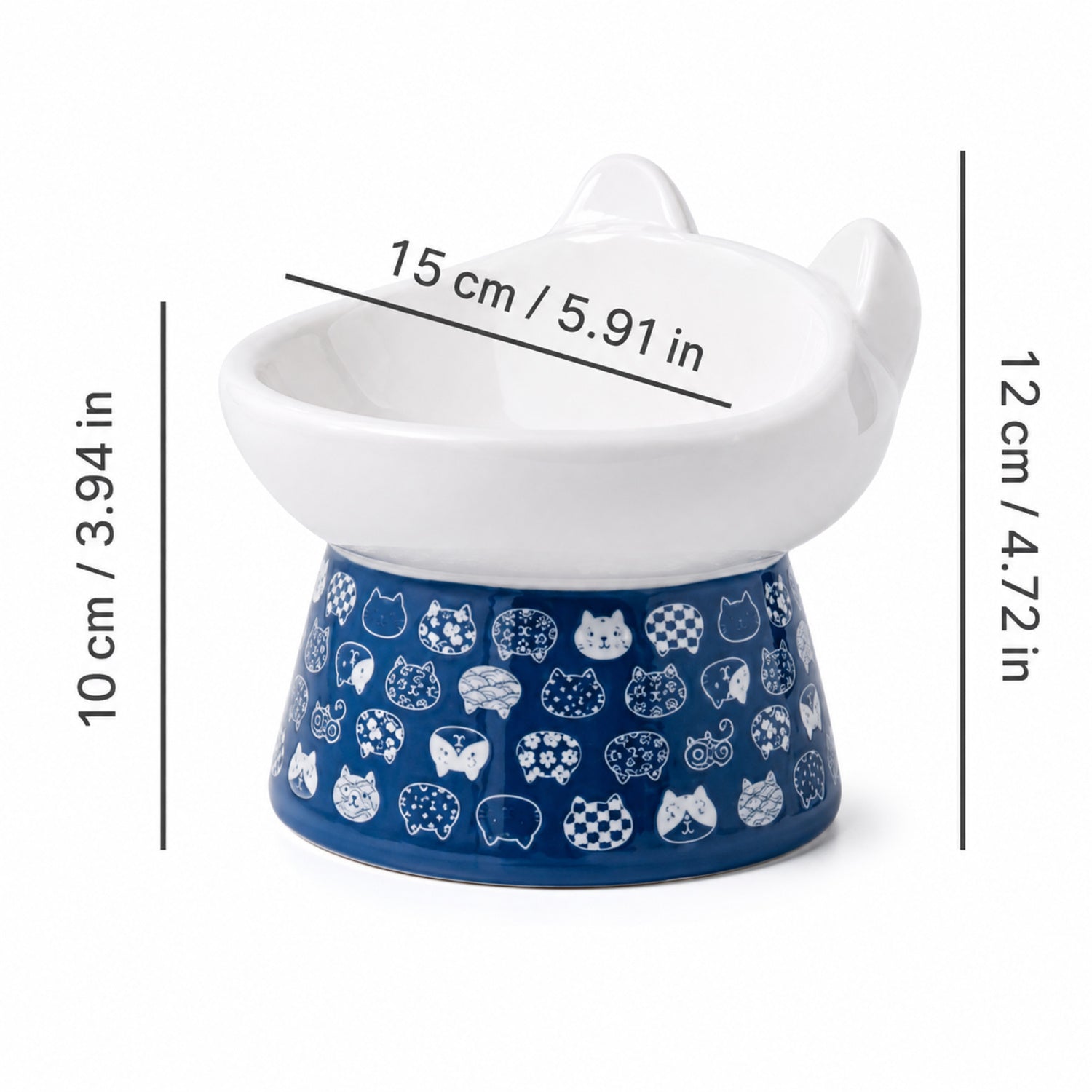 Raised Ceramic Cat Bowl | Japanese-Style 300 ml Feeder | Stable Easy-Clean Design