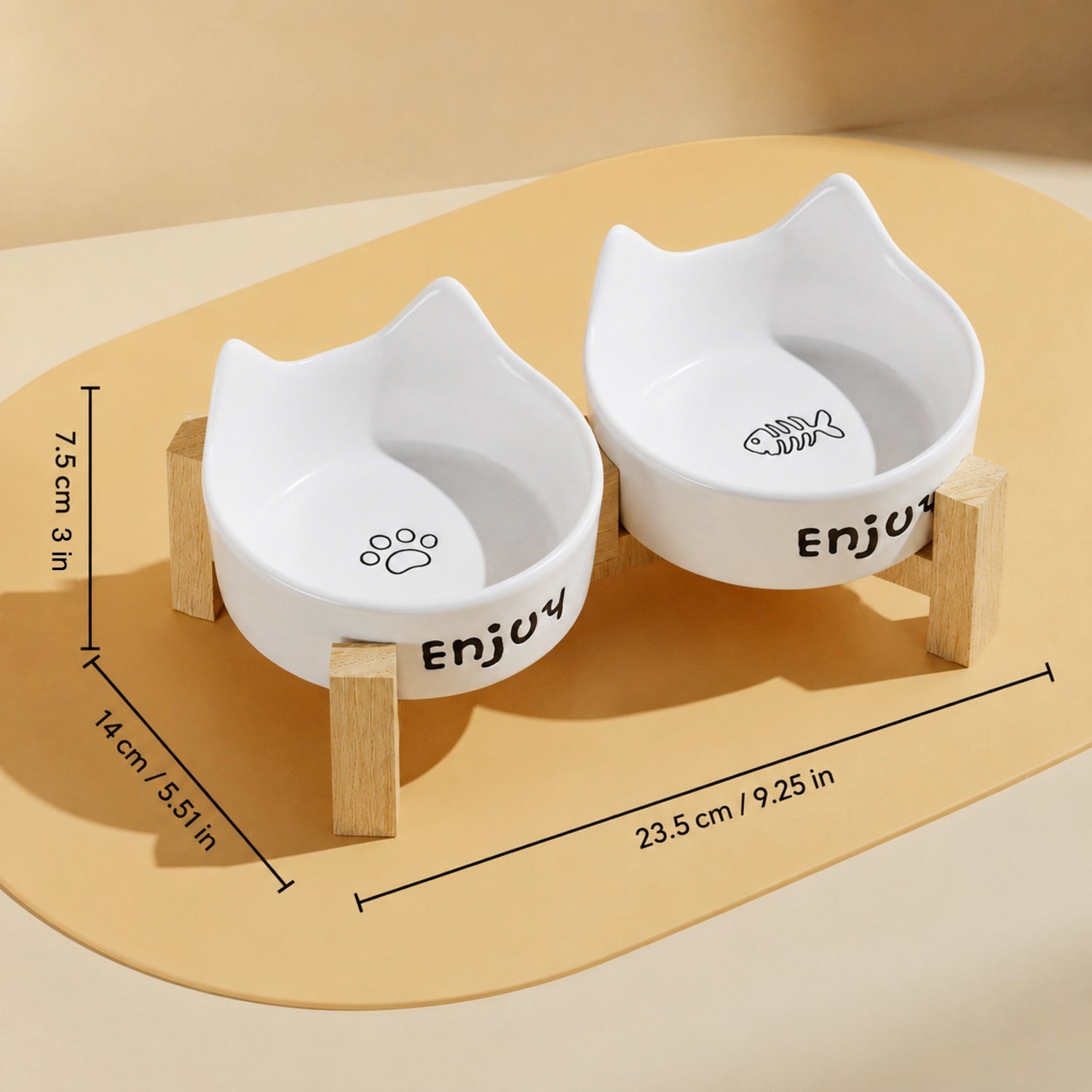 Kitty Comfort Elevated Ceramic Cat Bowl Set of 2 | Easy-Clean Raised Feeder