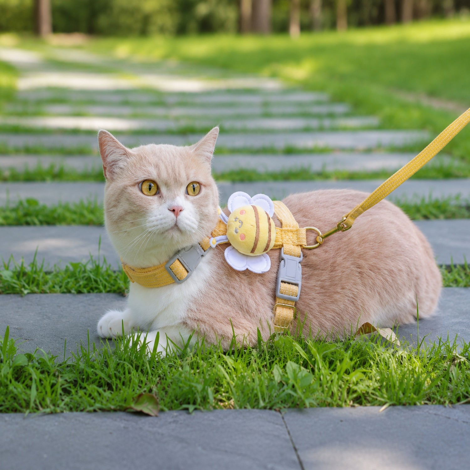 Bee Cat Harness & Lead Set | Adjustable Anti-Escape Fit | Lightweight Walking Set