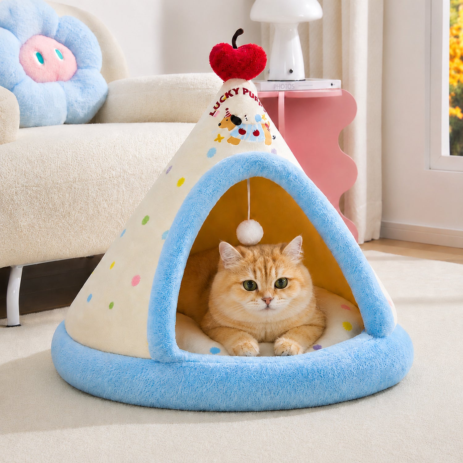 Teepee Pet Bed | Enclosed Tent | Warm Washable | Hideaway for Cats & Small Dogs