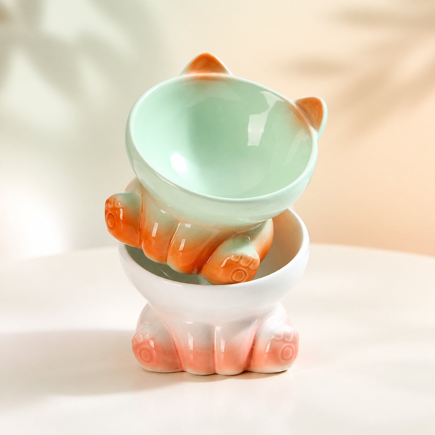 Raised Ceramic Cat Bowl | 15° Tilted Whisker-Friendly Feeder