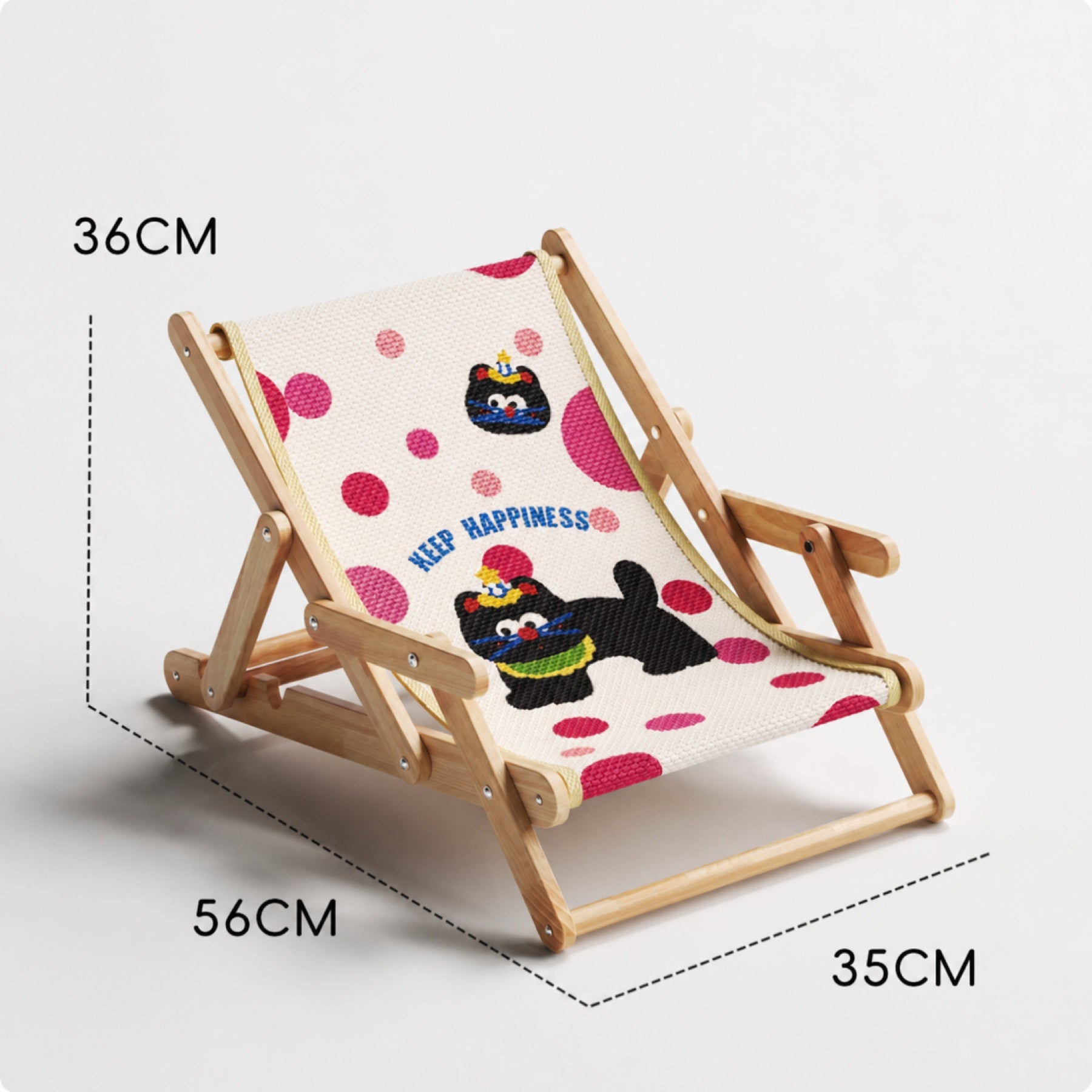 Foldable Cat Lounge Chair | Solid Wood & Sisal Scratcher | 3-Level Adjustable
