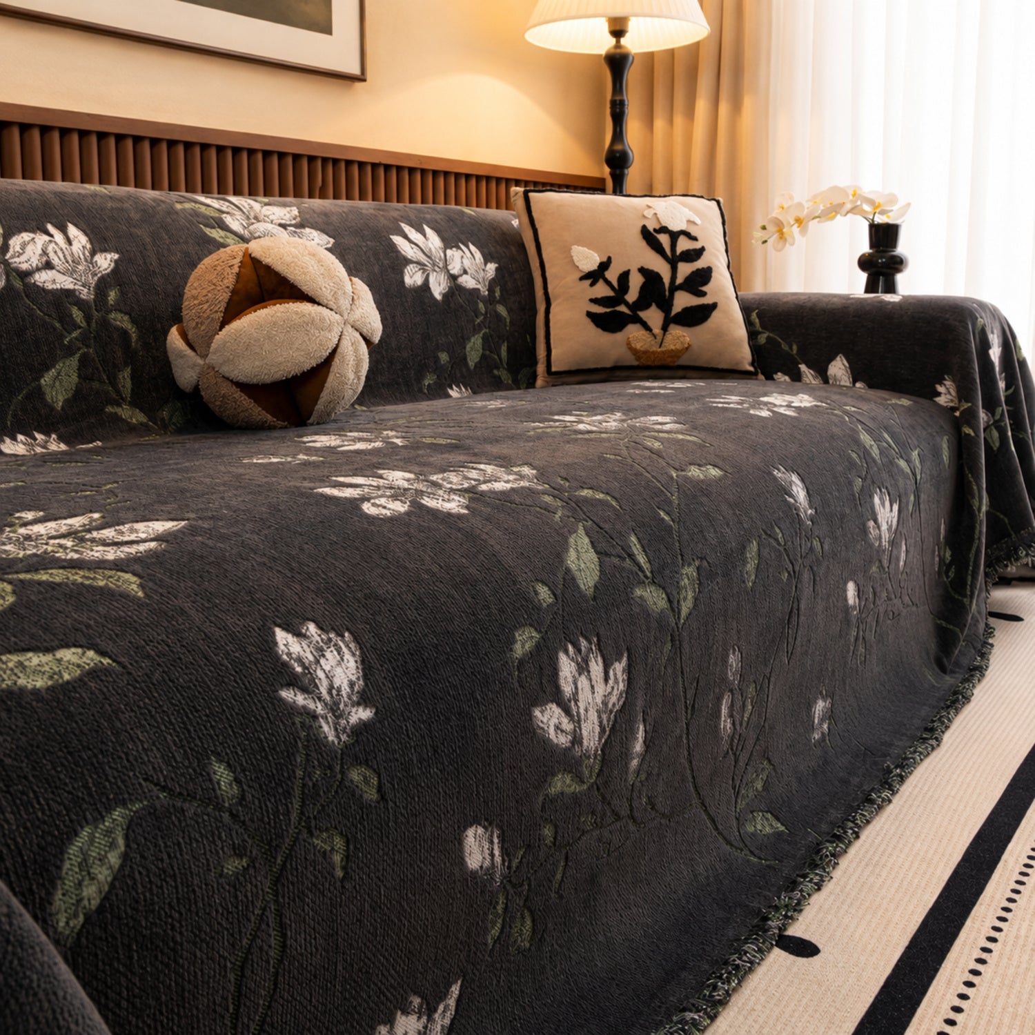 Magnolia Garden Chenille Sofa Throw | All-Season Sofa Protector