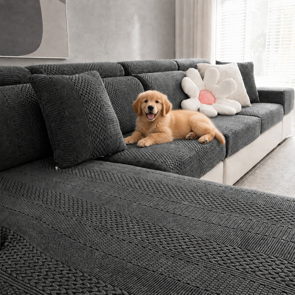 Polar Fleece Sofa Protector | Antistatic Stretch Modular Cover