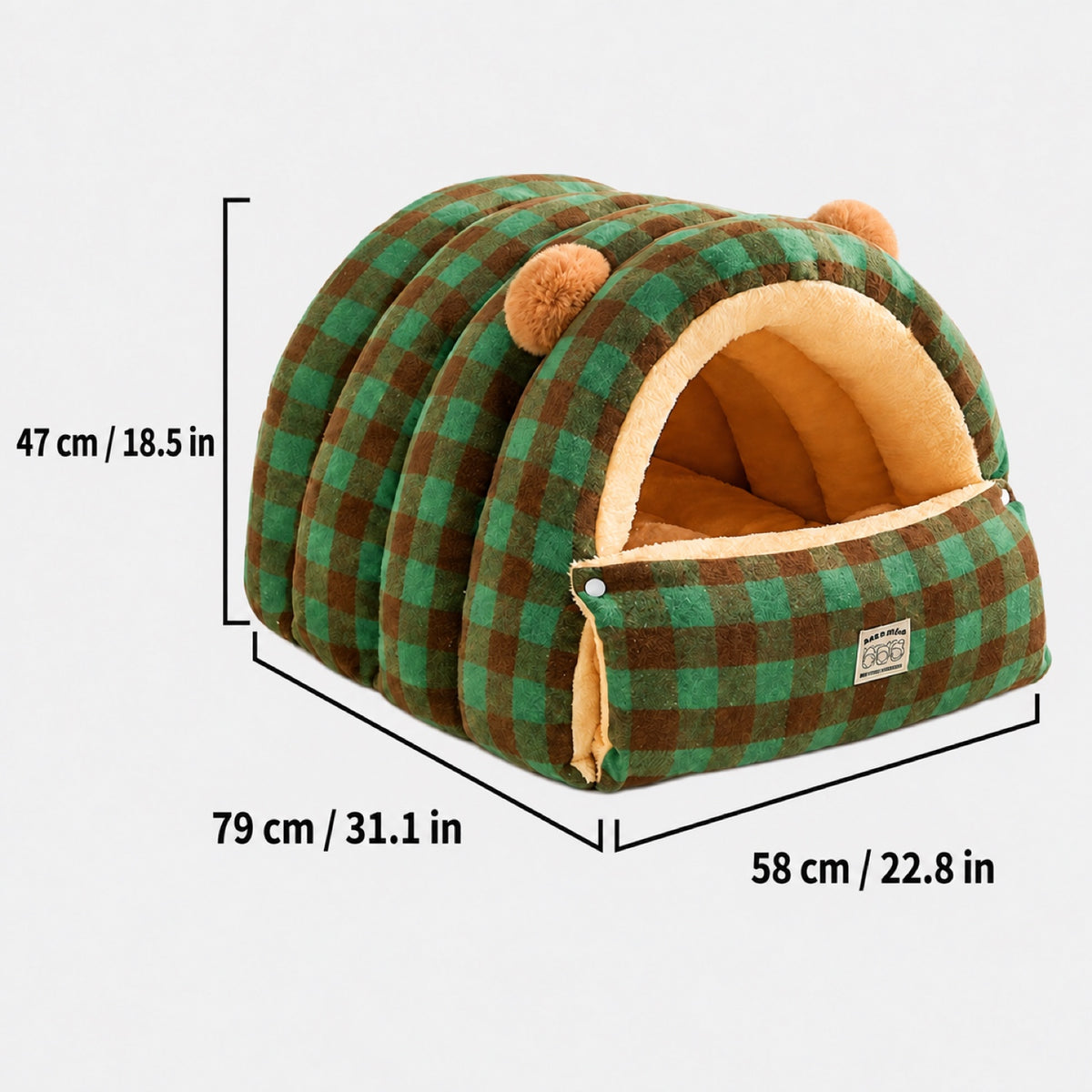 Dog Bed & Cat Bed | Cuddle Cabin Plush Cave | Removable Cushion & Fold-Down Front