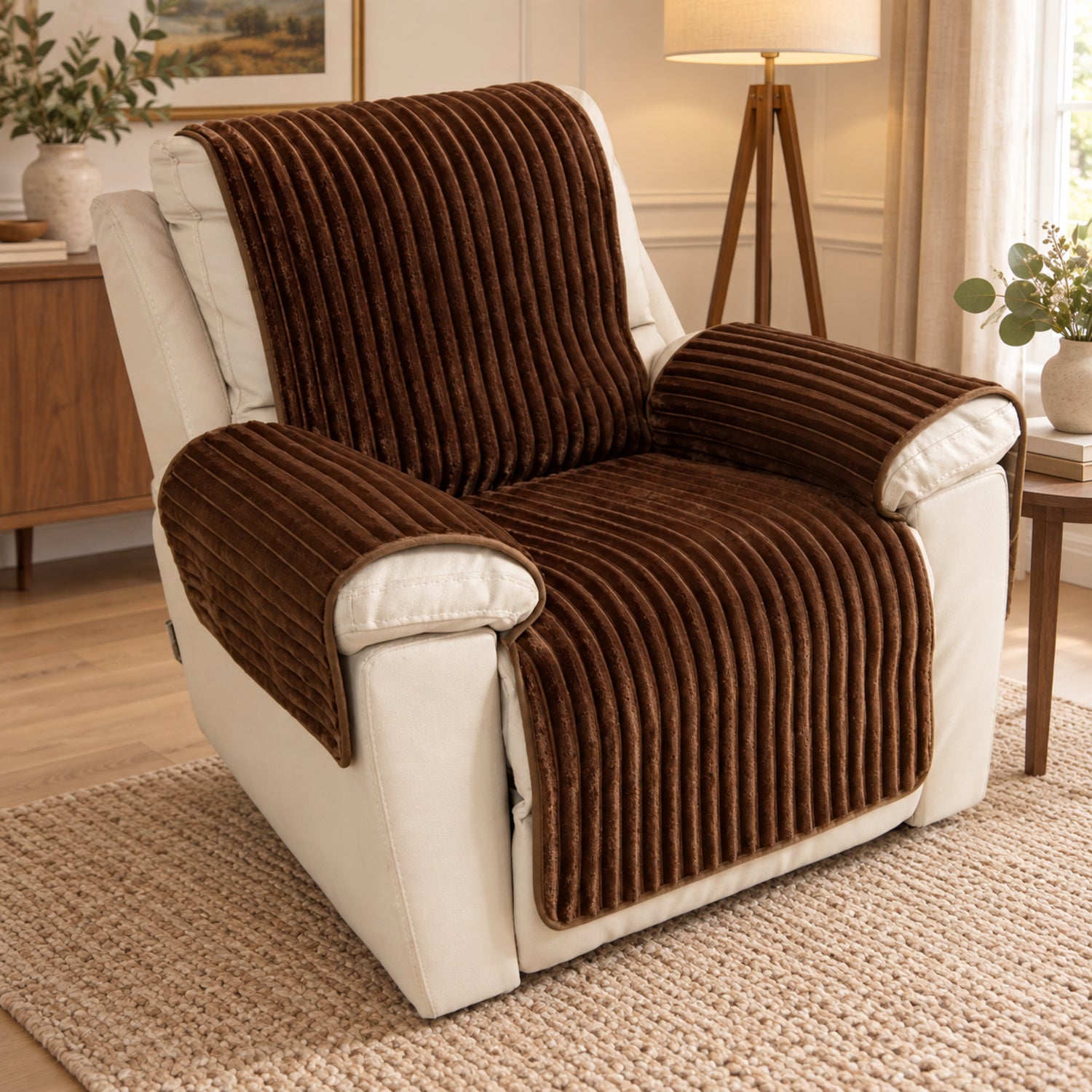 One-Piece Plush Sofa Cover | Non-Slip Washable Pet Protector for Recliners & Loveseats