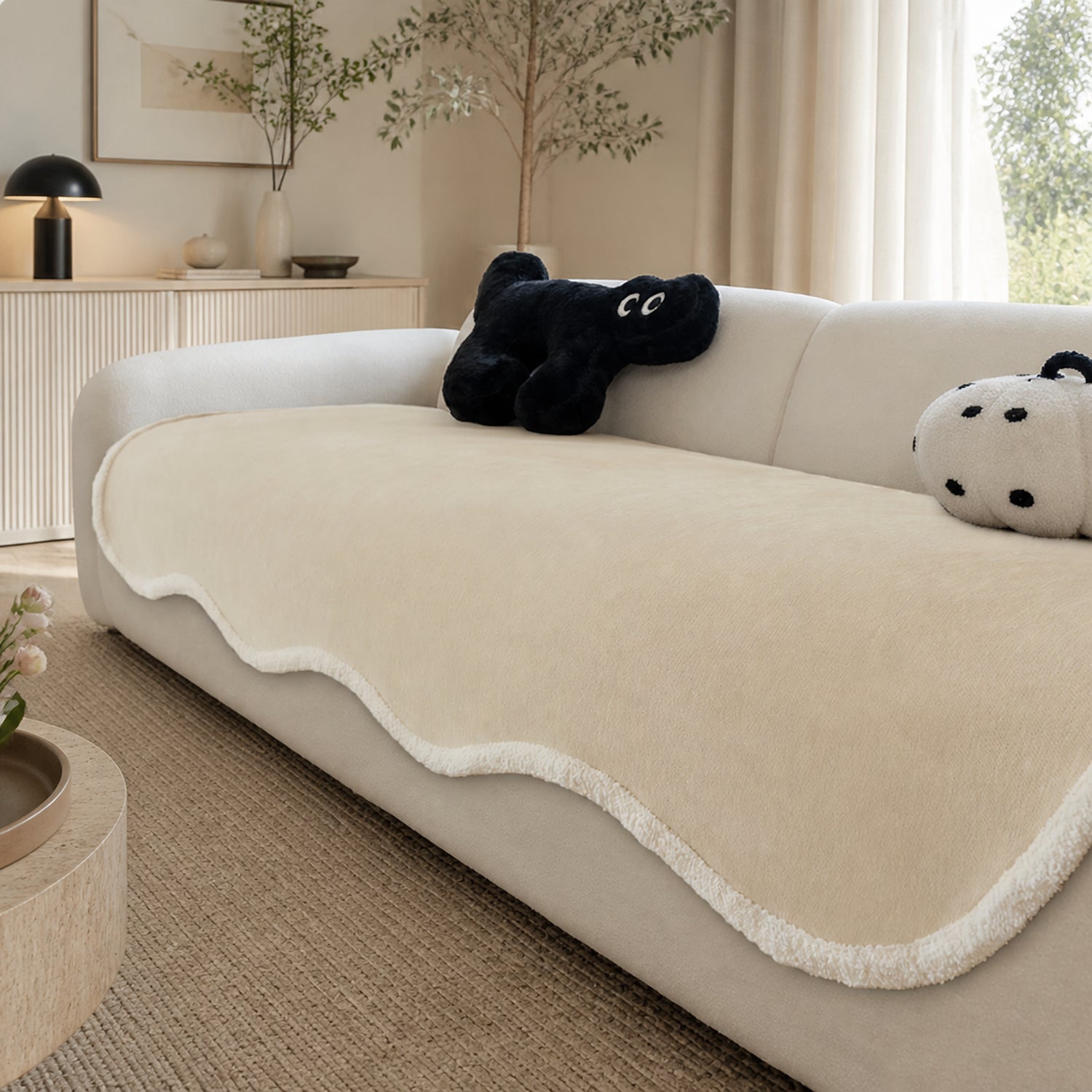 Winter Cheeky Monster Plush Sofa Cover | Warm Non-Slip Washable