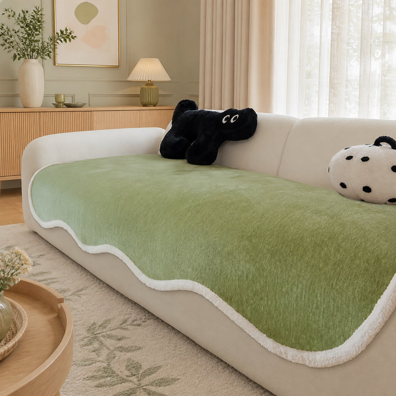 Winter Cheeky Monster Plush Sofa Cover | Warm Non-Slip Washable