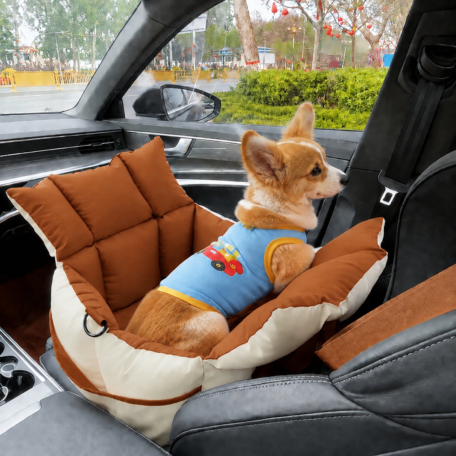 Pet Car Seat & Carry Bag | Travel Bed for Small Dogs & Cats | Adjustable Straps