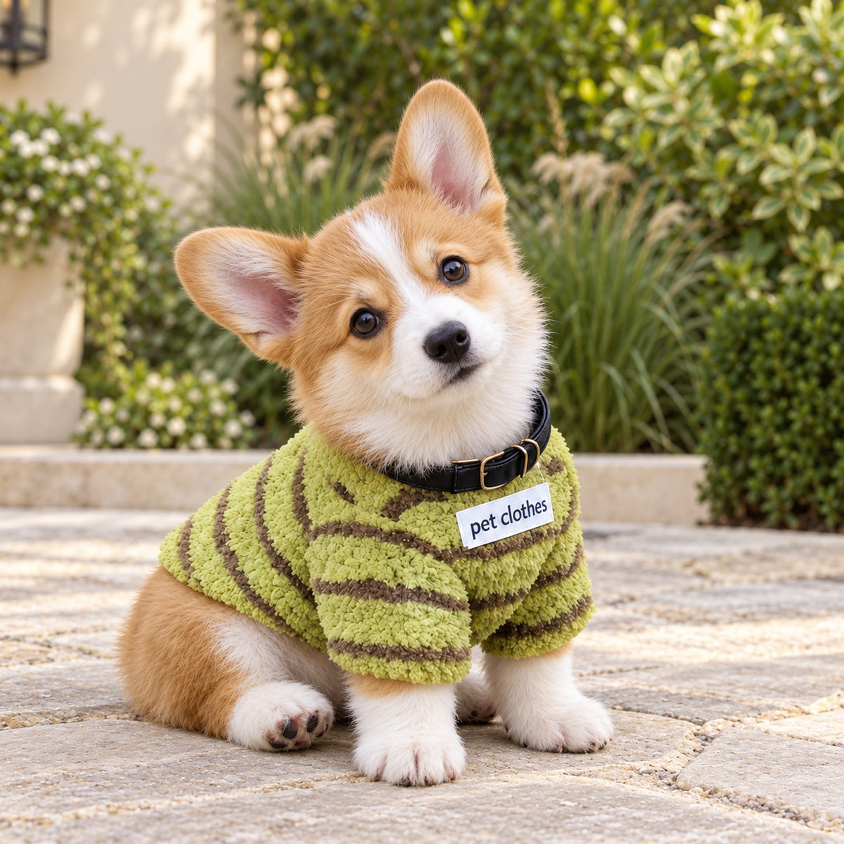 Cosy Striped Dog Jumper | Soft Fleece with Lead Ring | Autumn & Winter