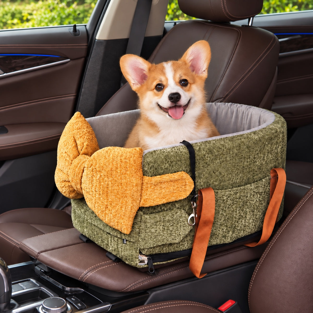 Dog Car Seat & Carrier Bag | Chenille with Carry Handles & Removable Cover
