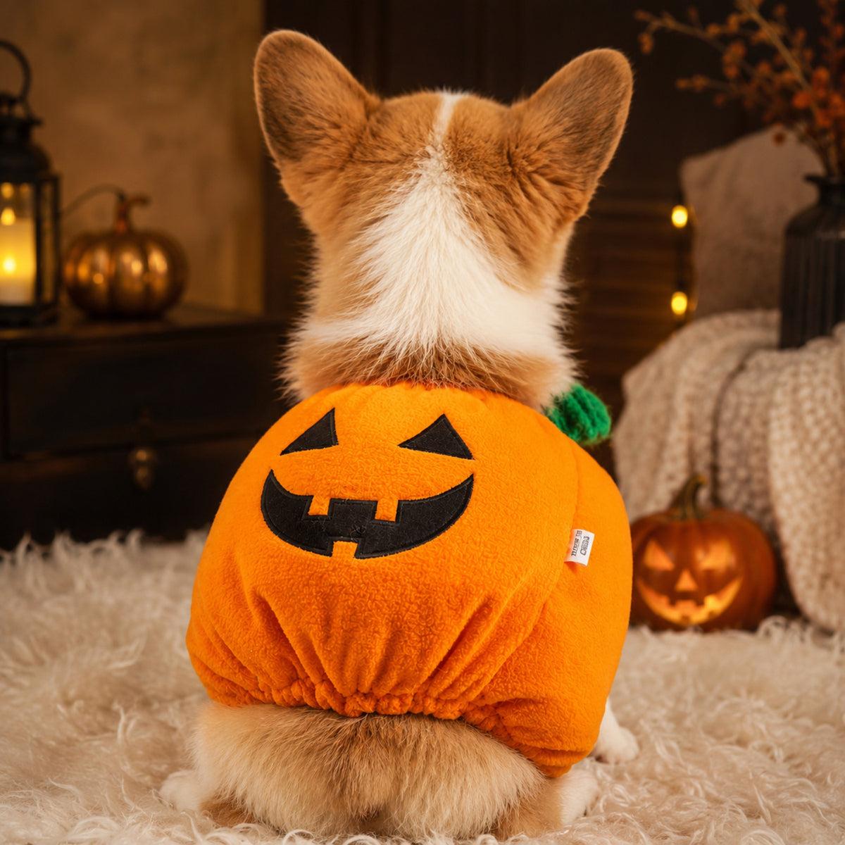 Pumpkin Pet Costume | Warm Cotton Halloween Outfit for Cats & Small Dogs