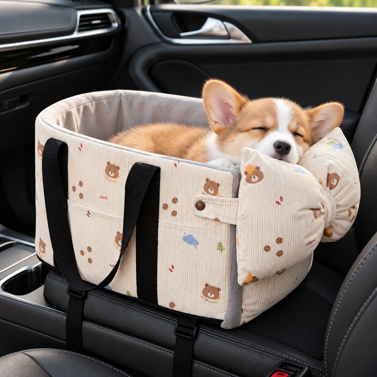 Dog Car Seat & Cat Carrier | Bear Buddy | Washable Corduroy Cover