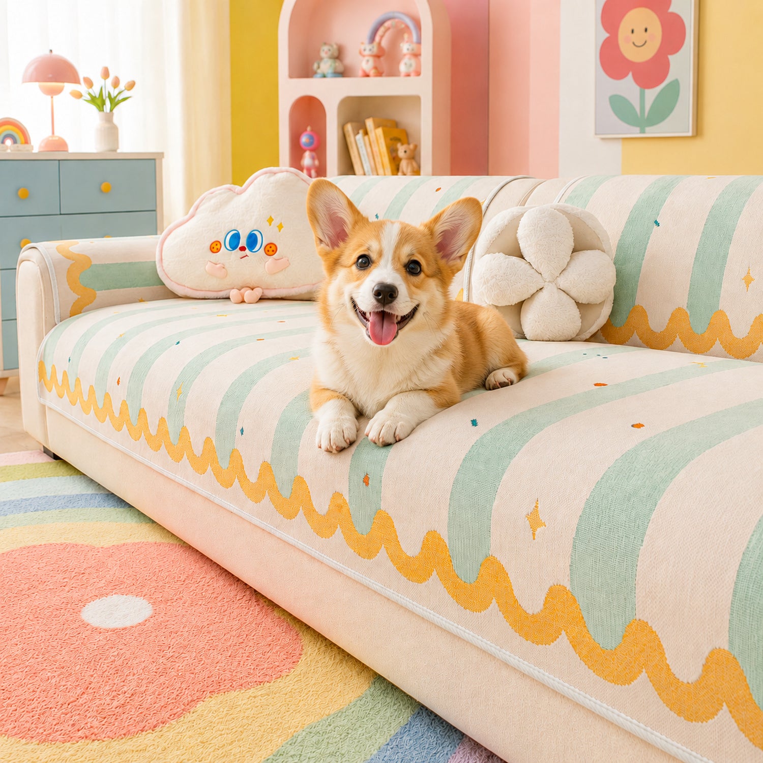 Dreamy Star Sofa Protector | Chenille Non-Slip Machine-Washable All-Season Cover