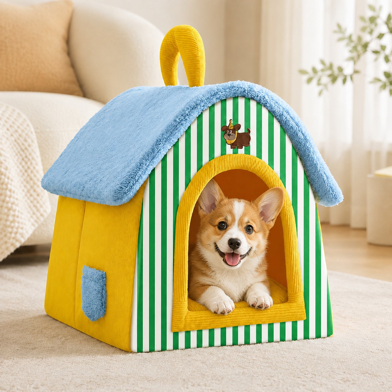 Foldable Pet House | All-Season Washable Indoor | Removable Cushion