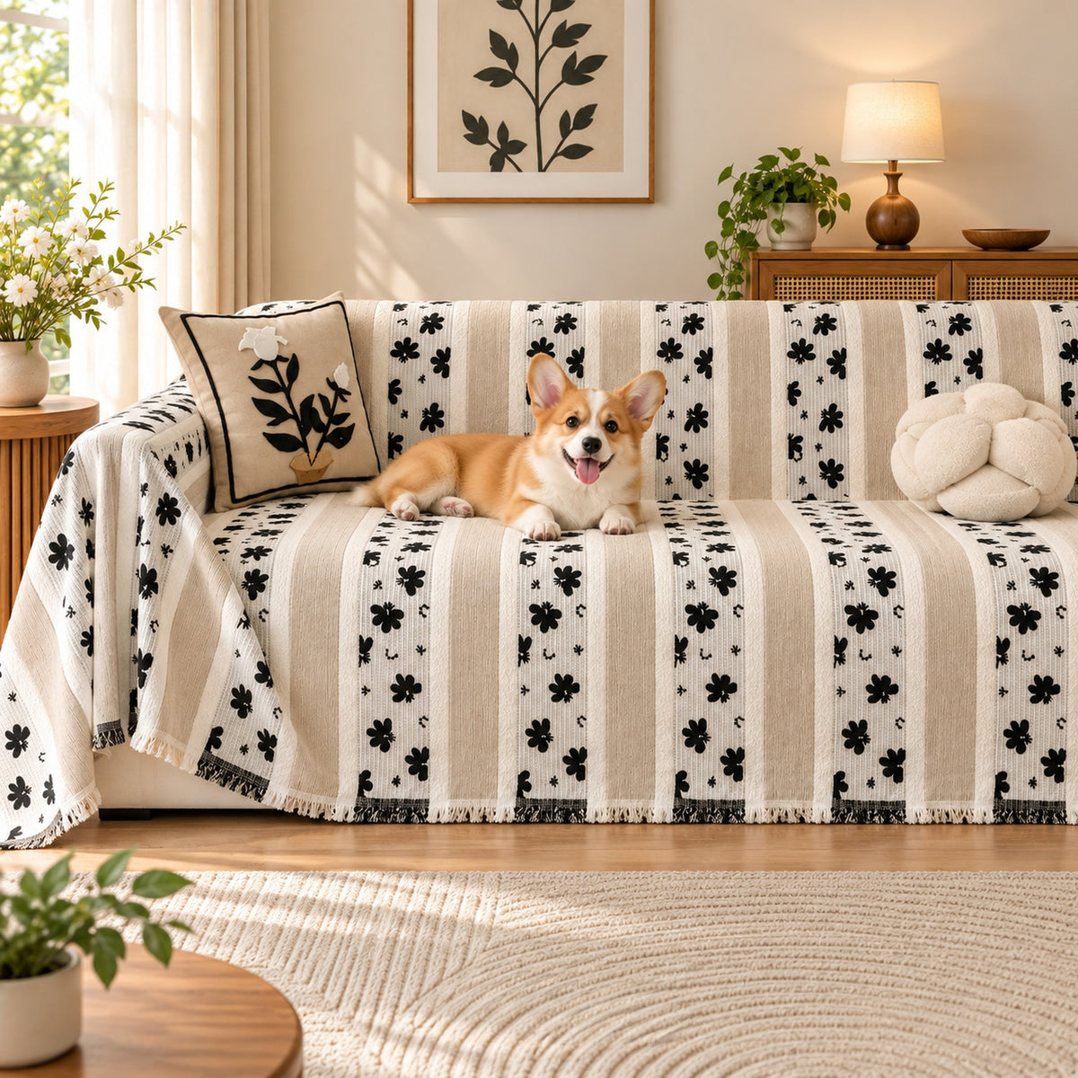 Sofa Cover & Chenille Sofa Throw | Daisy Lane | Machine Washable